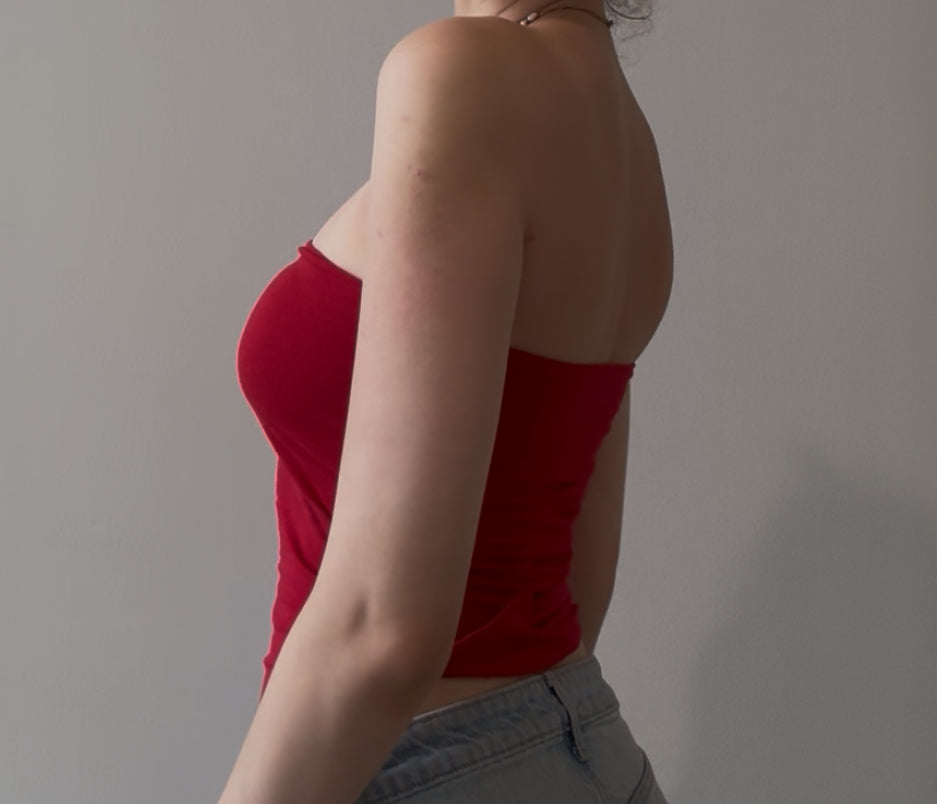 Simple Red Tube Top with Side Slit