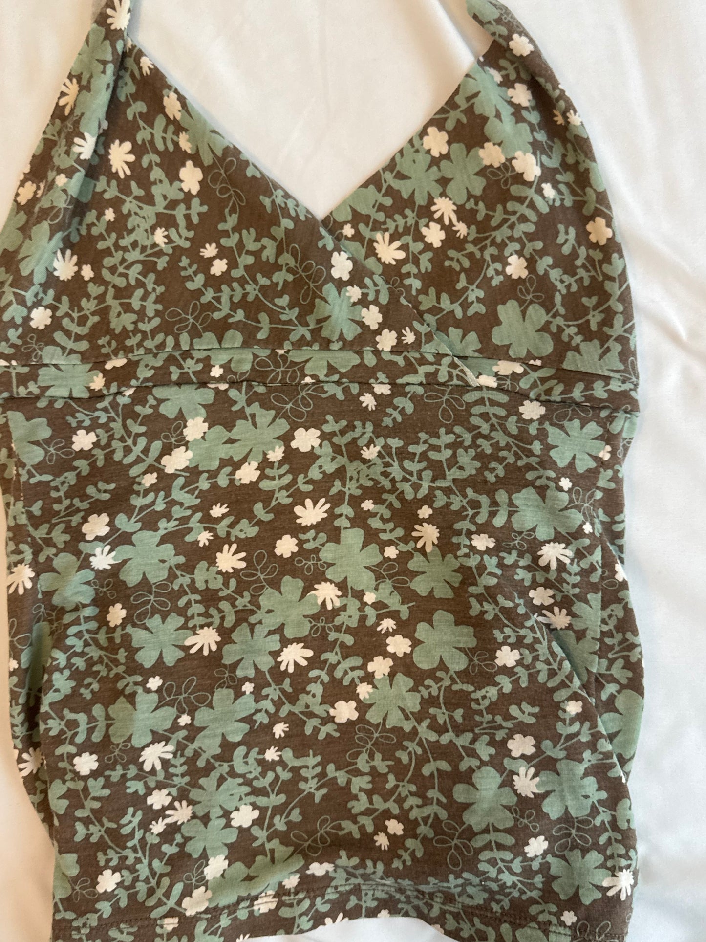 Brown and Green Floral Halter