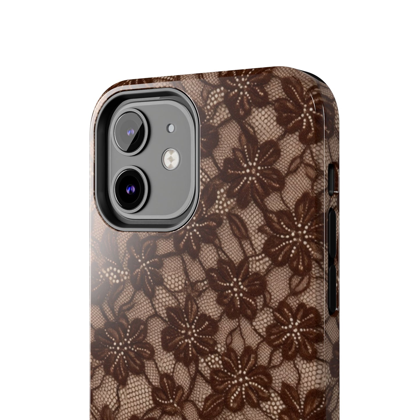 Brown Floral Lace - Protective Phone Case