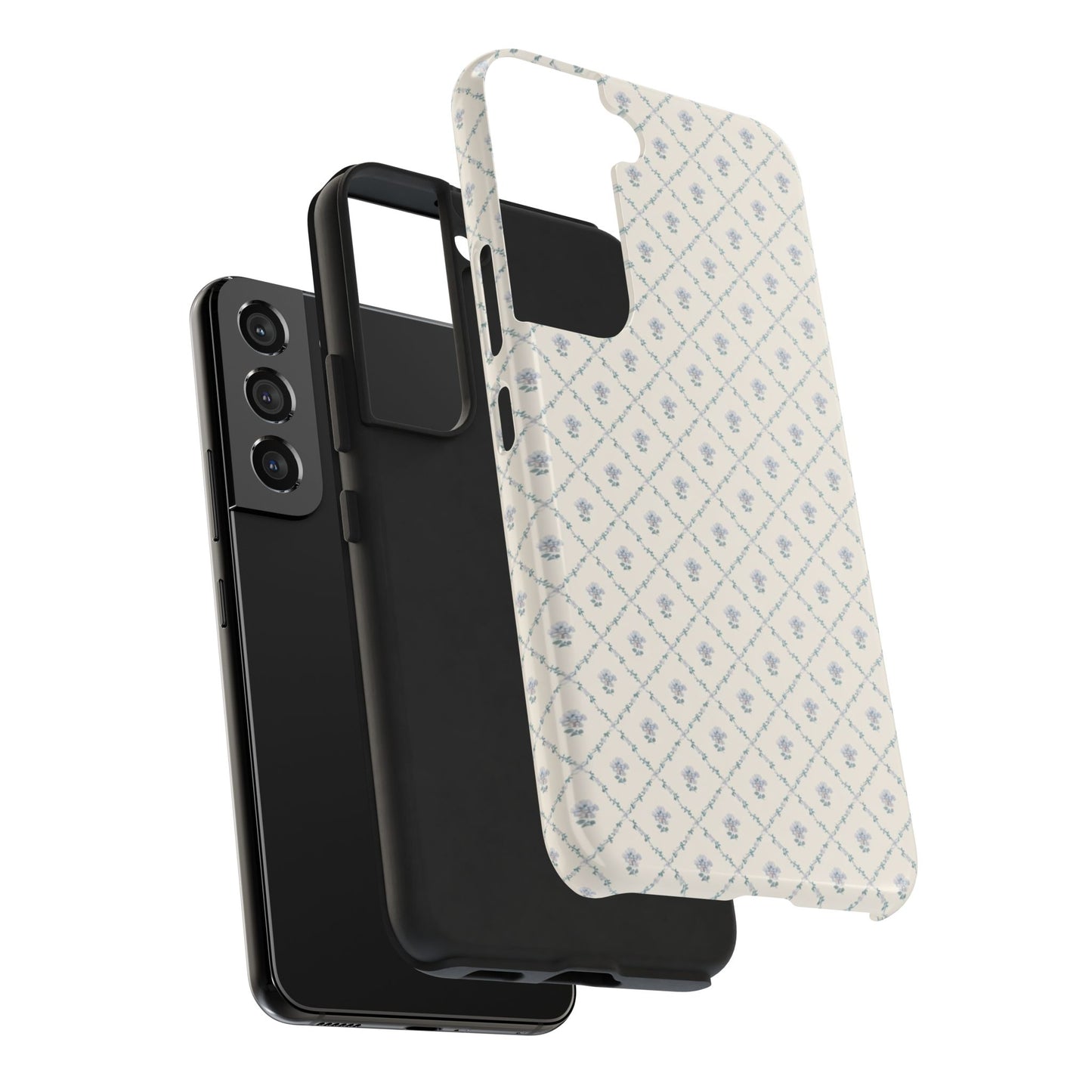 Vintage Blue Floral Wallpaper - Protective Phone Case