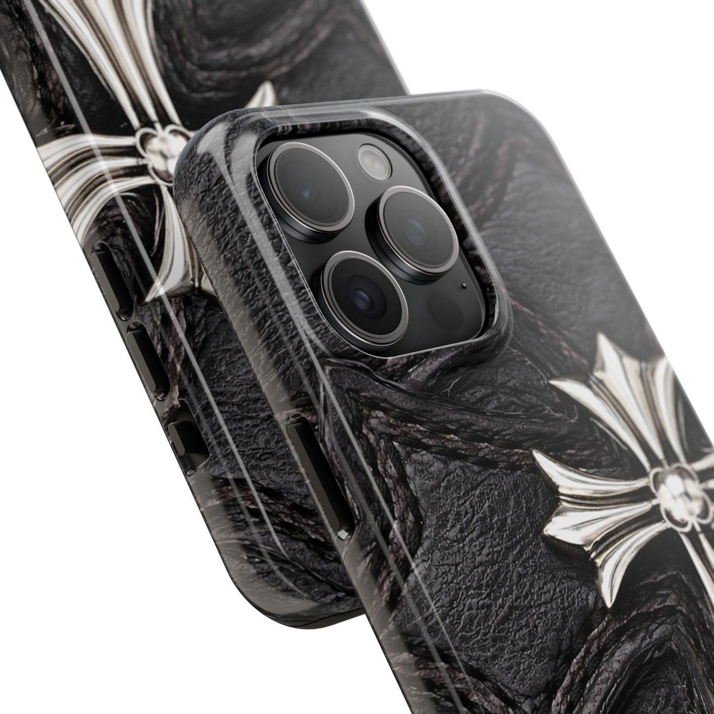 Black Leather Cross - Protective Phone Case