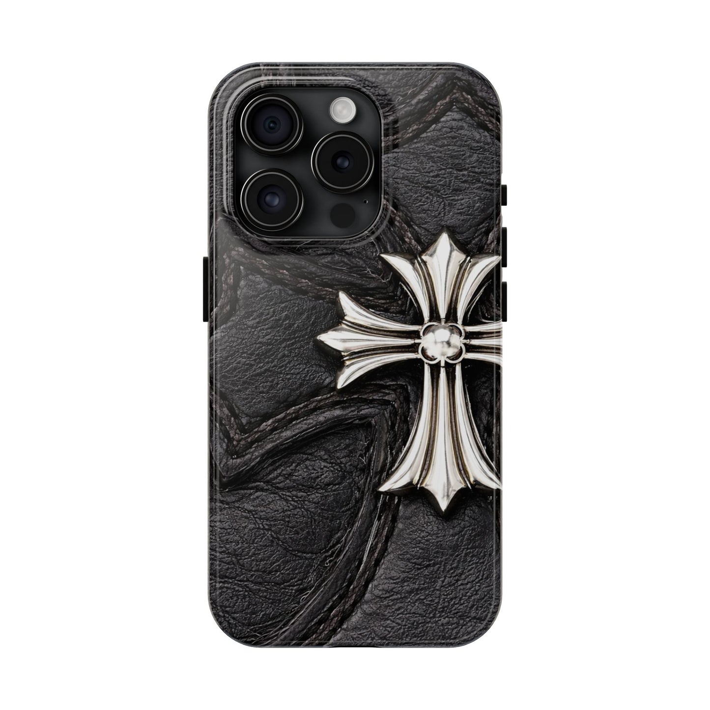 Black Leather Cross - Protective Phone Case