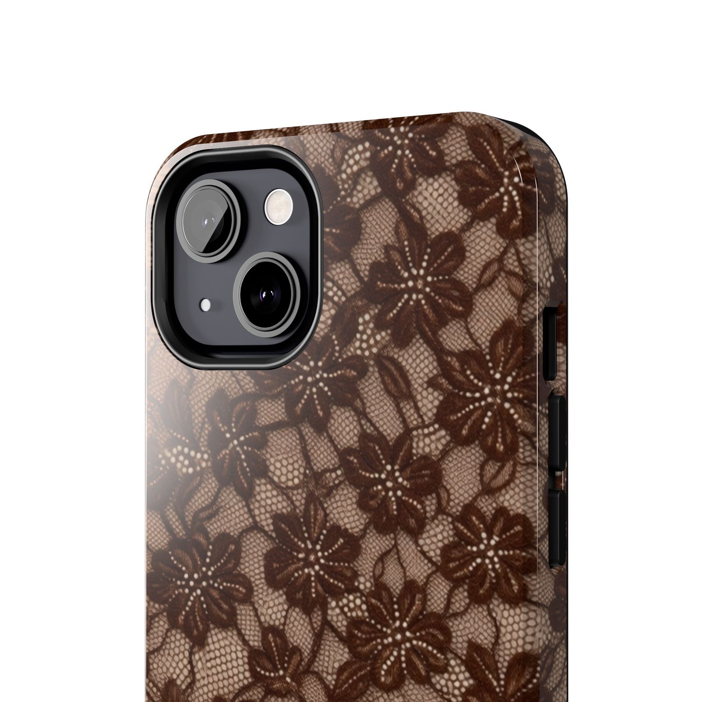 Brown Floral Lace - Protective Phone Case