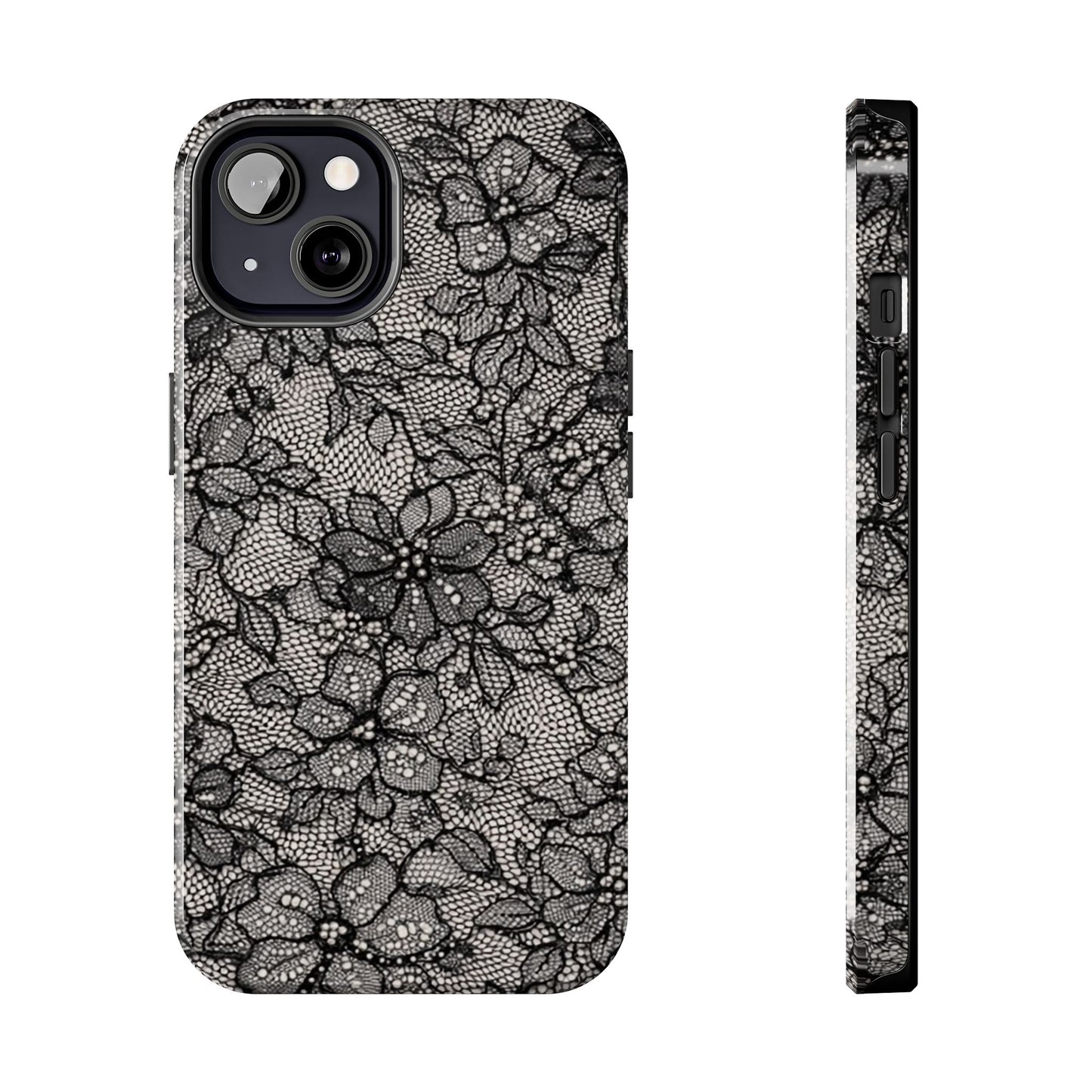 Black Floral Lace - Protective Phone Case