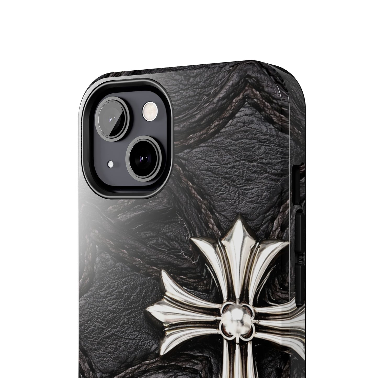 Black Leather Cross - Protective Phone Case