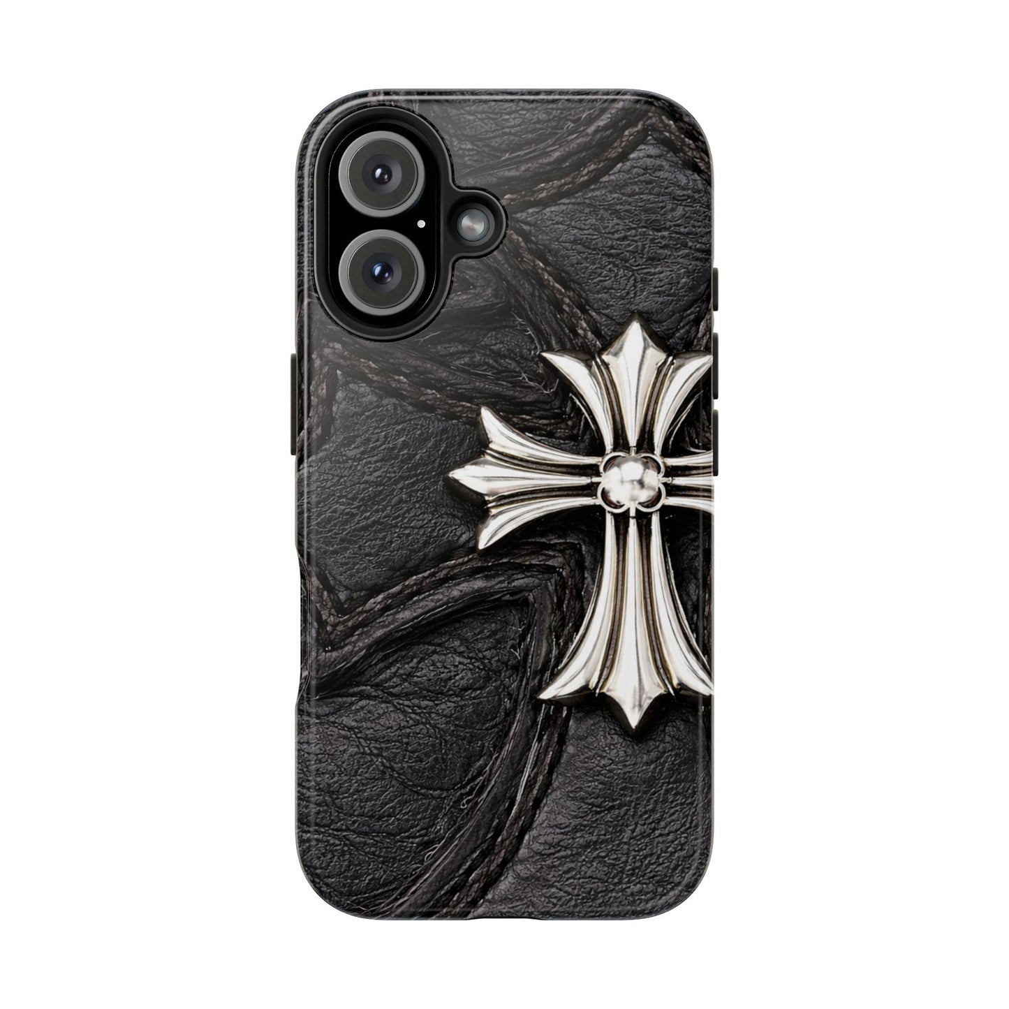 Black Leather Cross - Protective Phone Case
