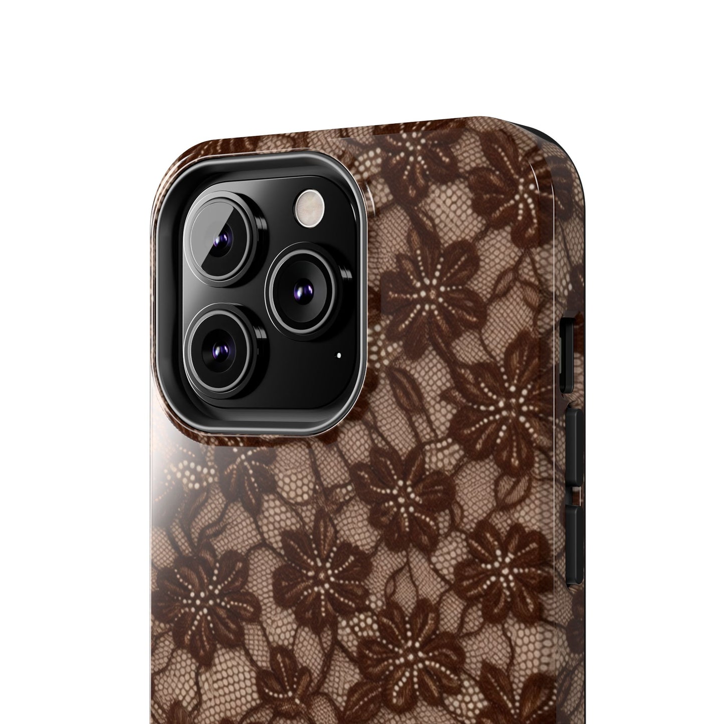 Brown Floral Lace - Protective Phone Case