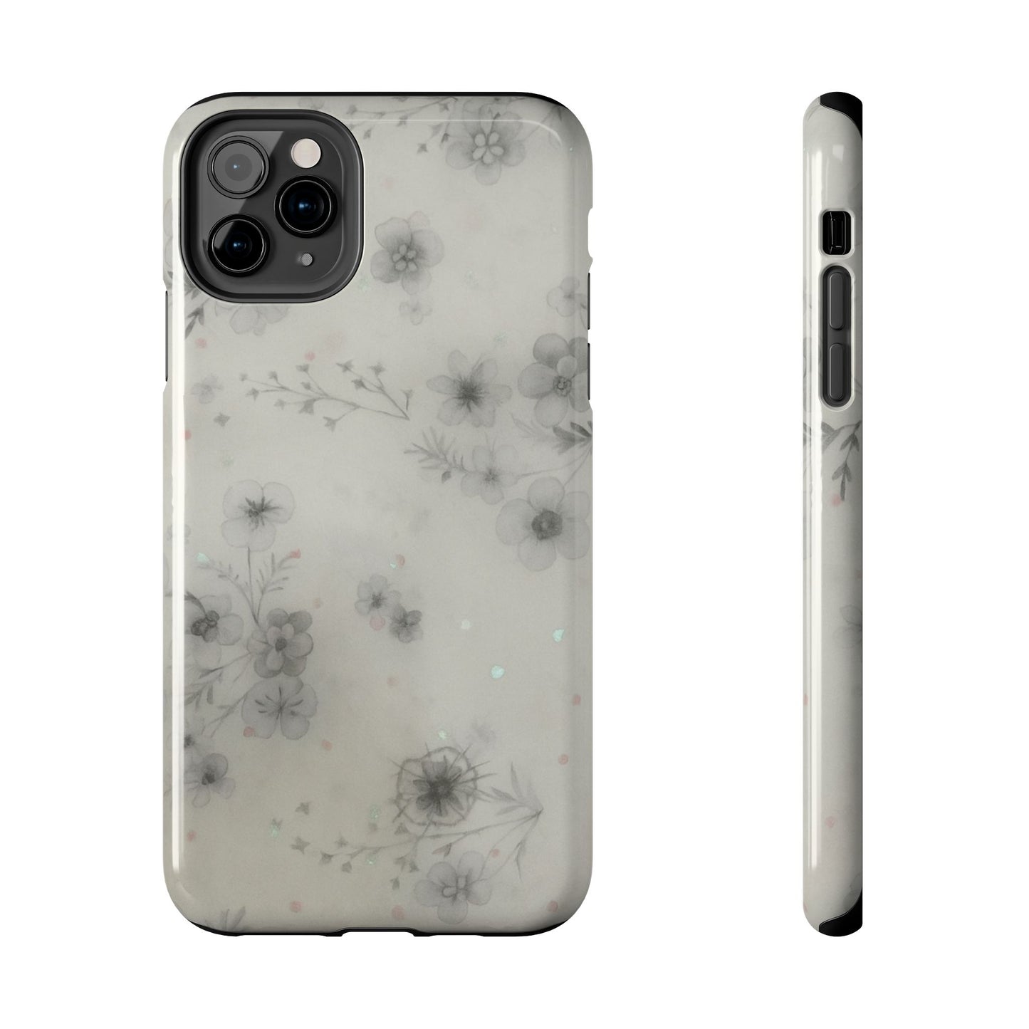 Misty Gray Floral - Protective Phone Case