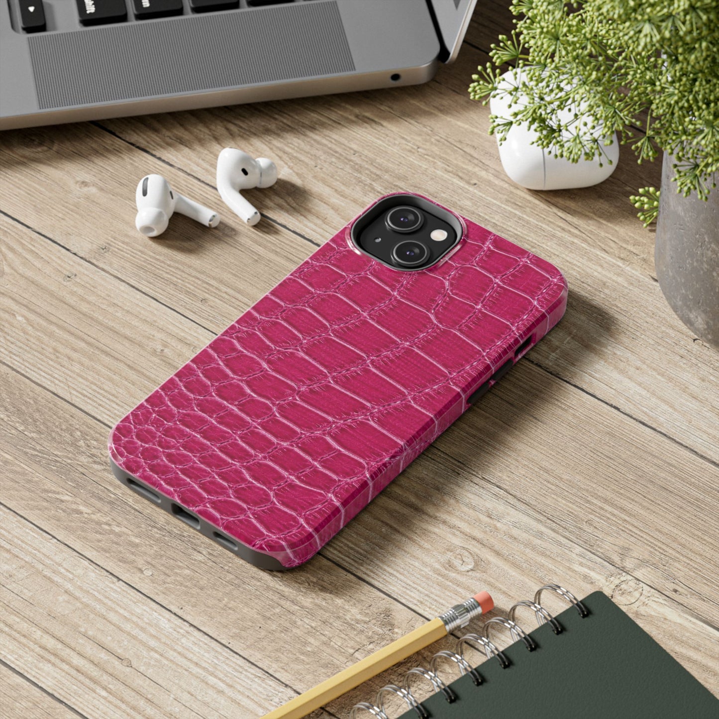 Pink Crocodile Pattern - Protective Phone Case