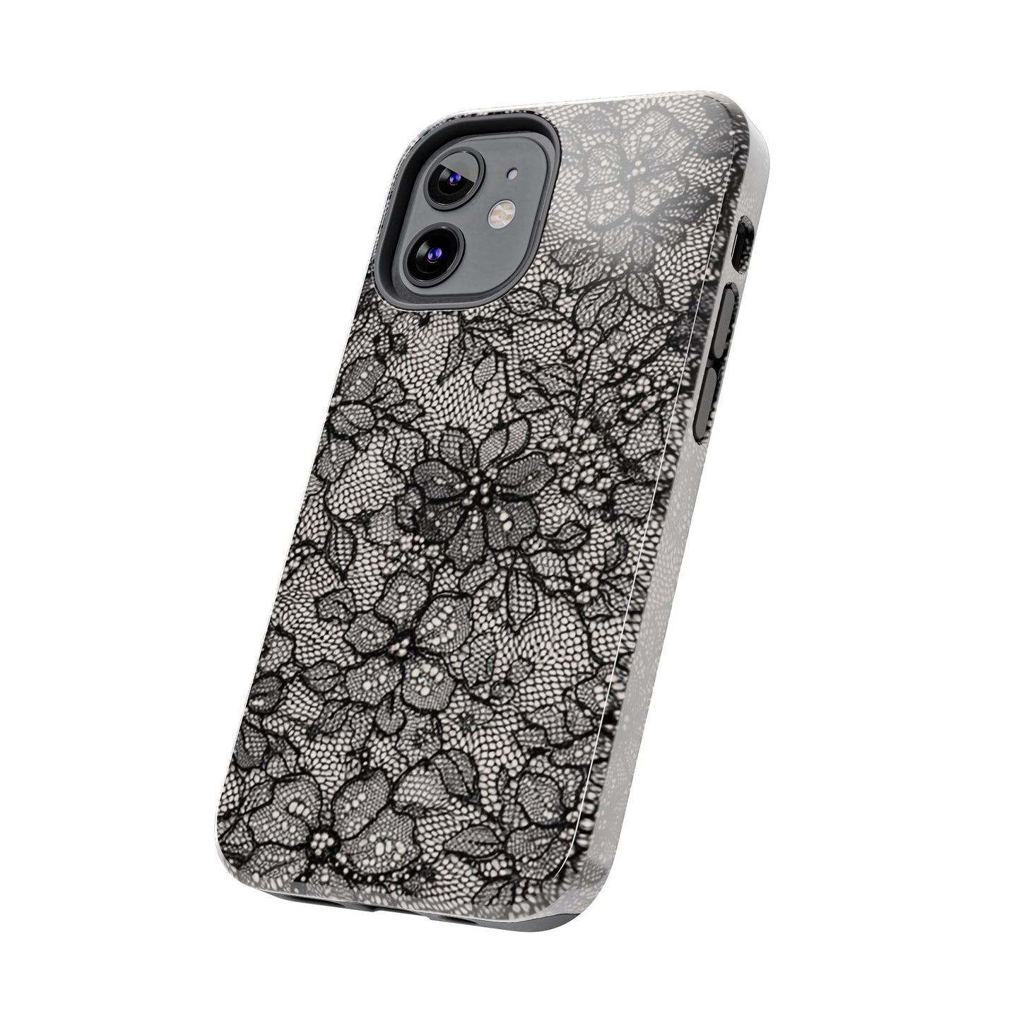 Black Floral Lace - Protective Phone Case