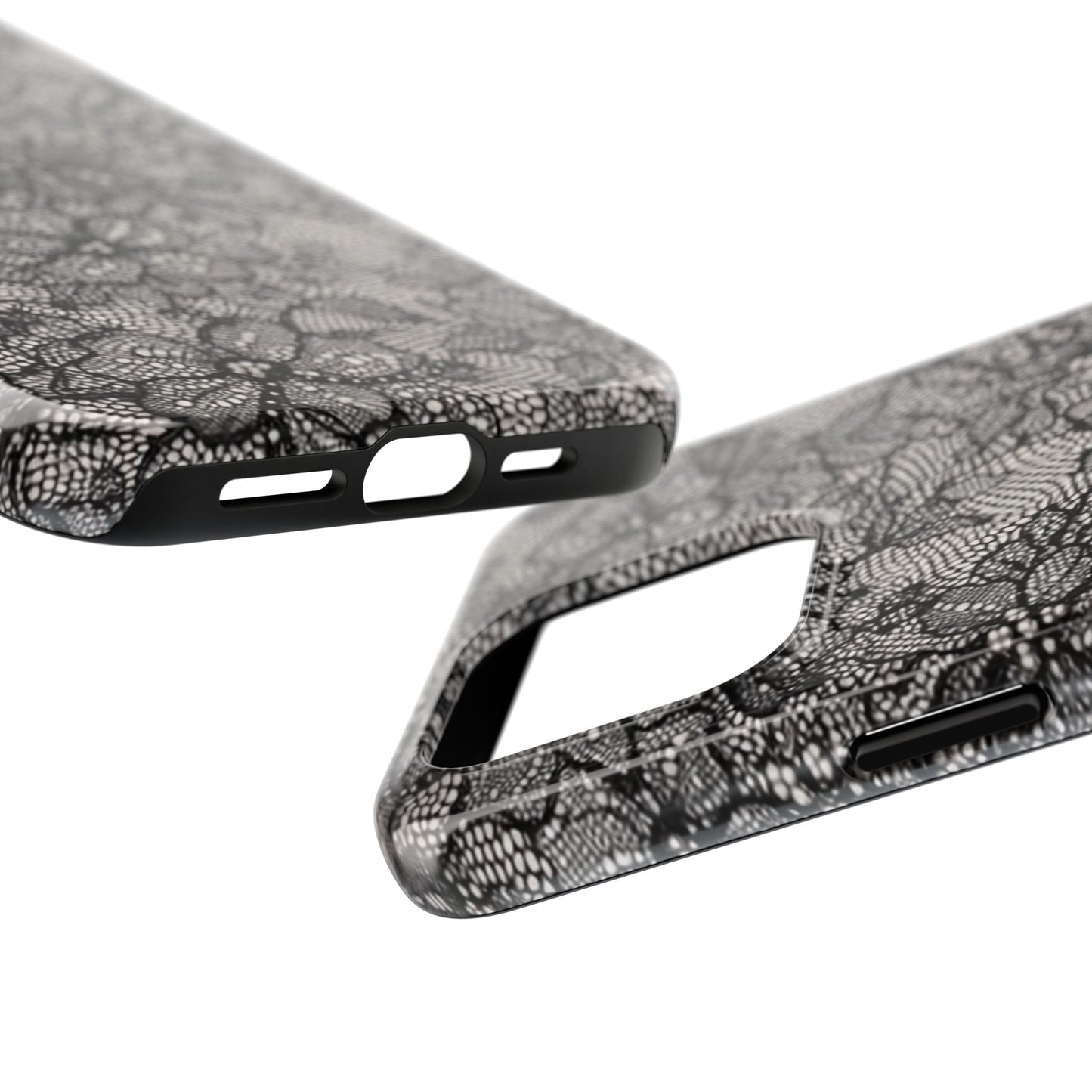 Black Floral Lace - Protective Phone Case
