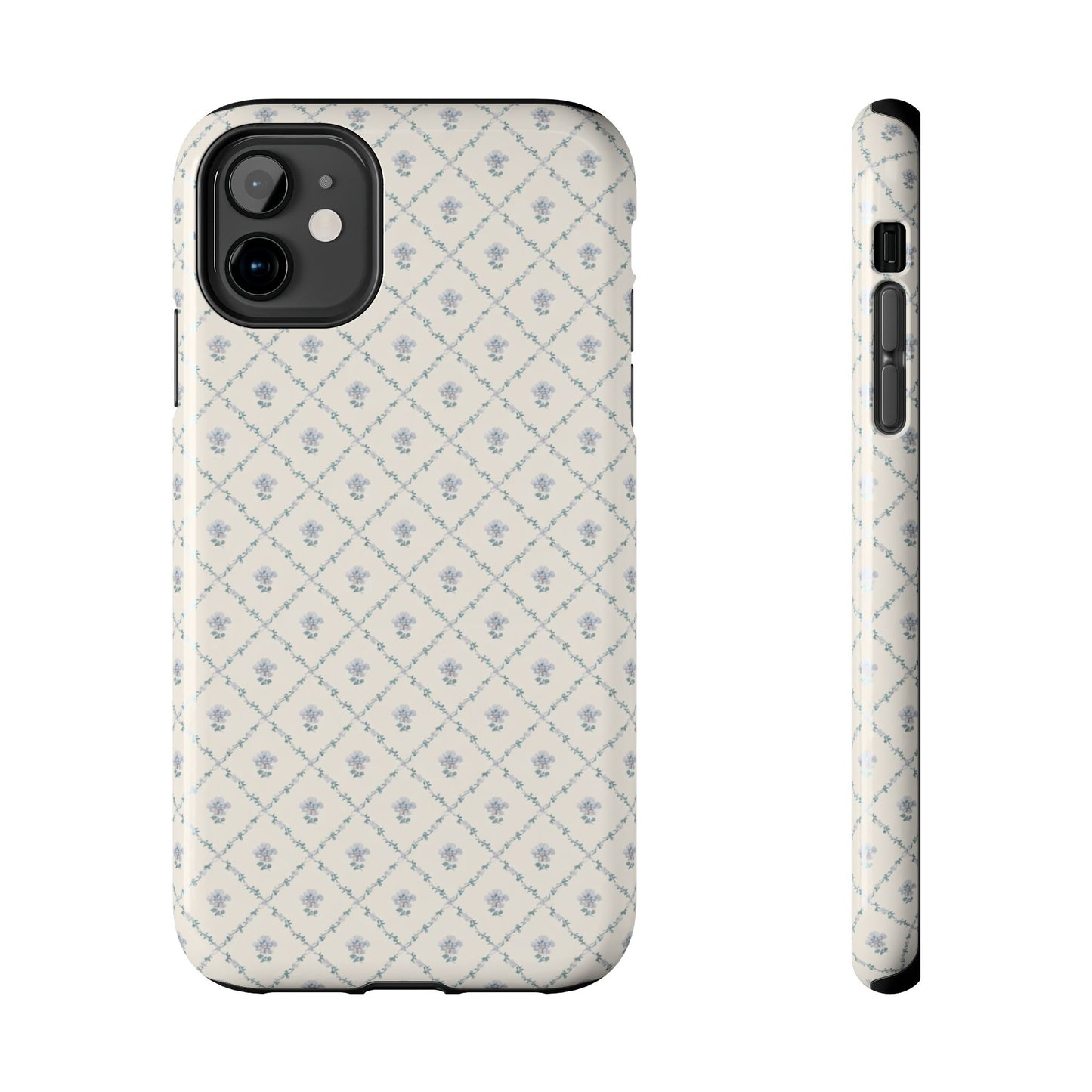 Vintage Blue Floral Wallpaper - Protective Phone Case