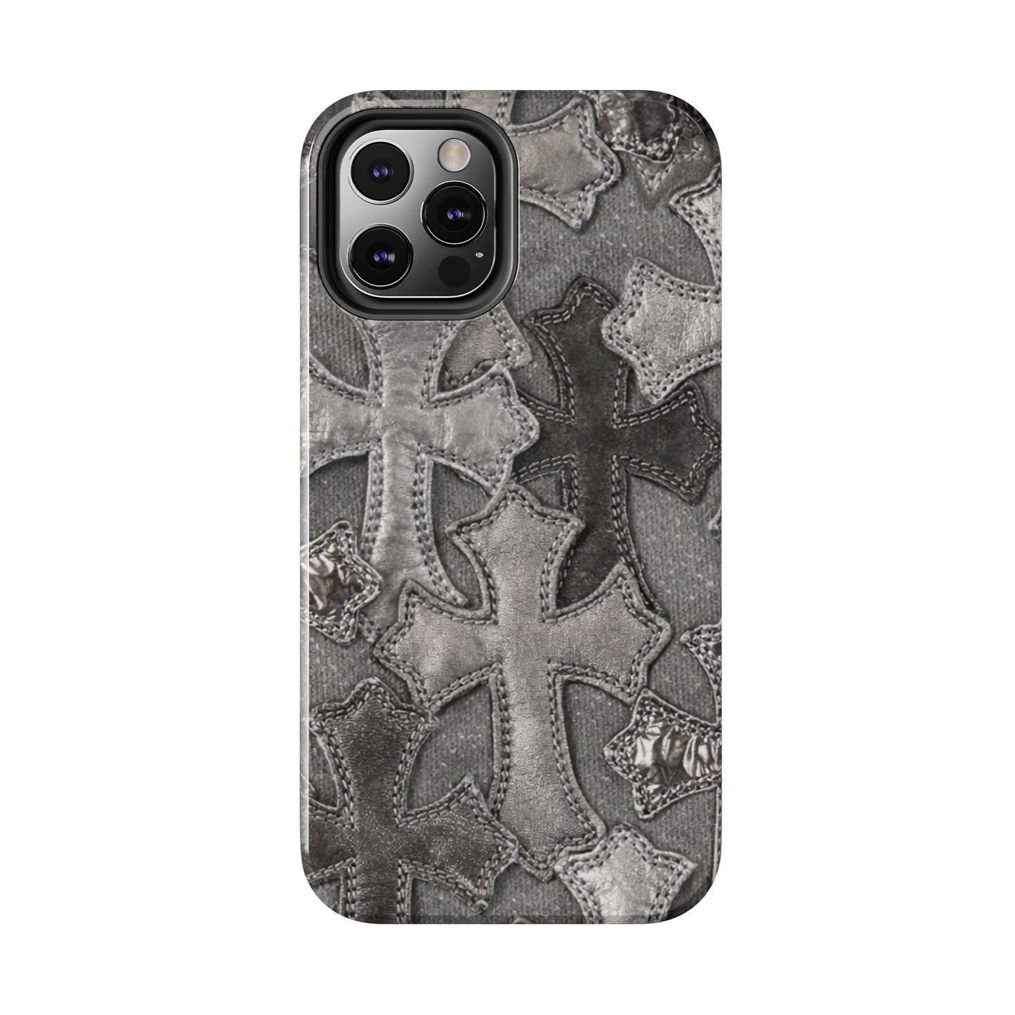 Grey Patchwork Crosses - Protective Phone Case