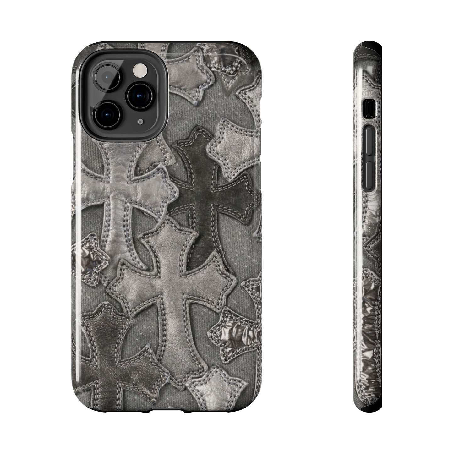 Grey Patchwork Crosses - Protective Phone Case