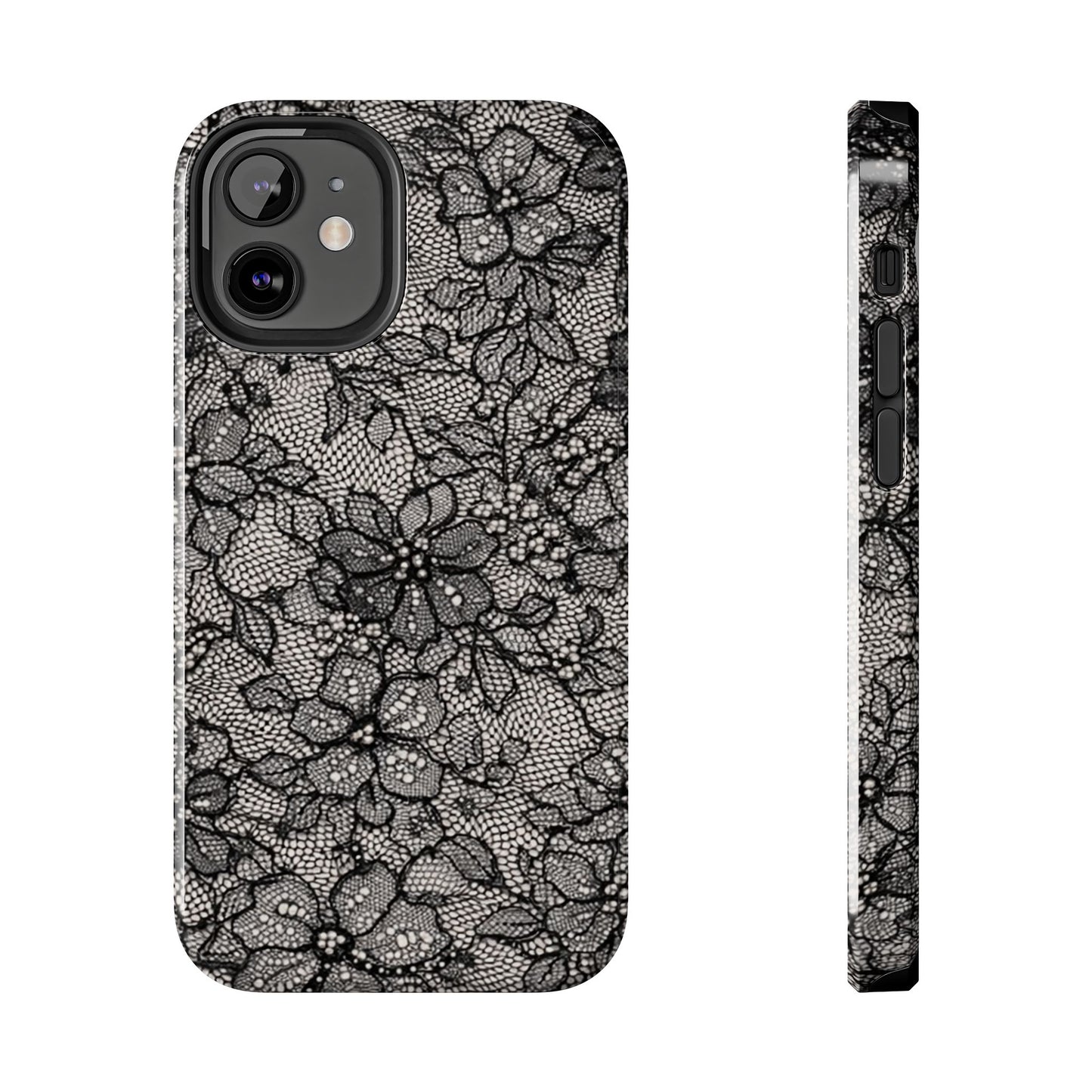 Black Floral Lace - Protective Phone Case