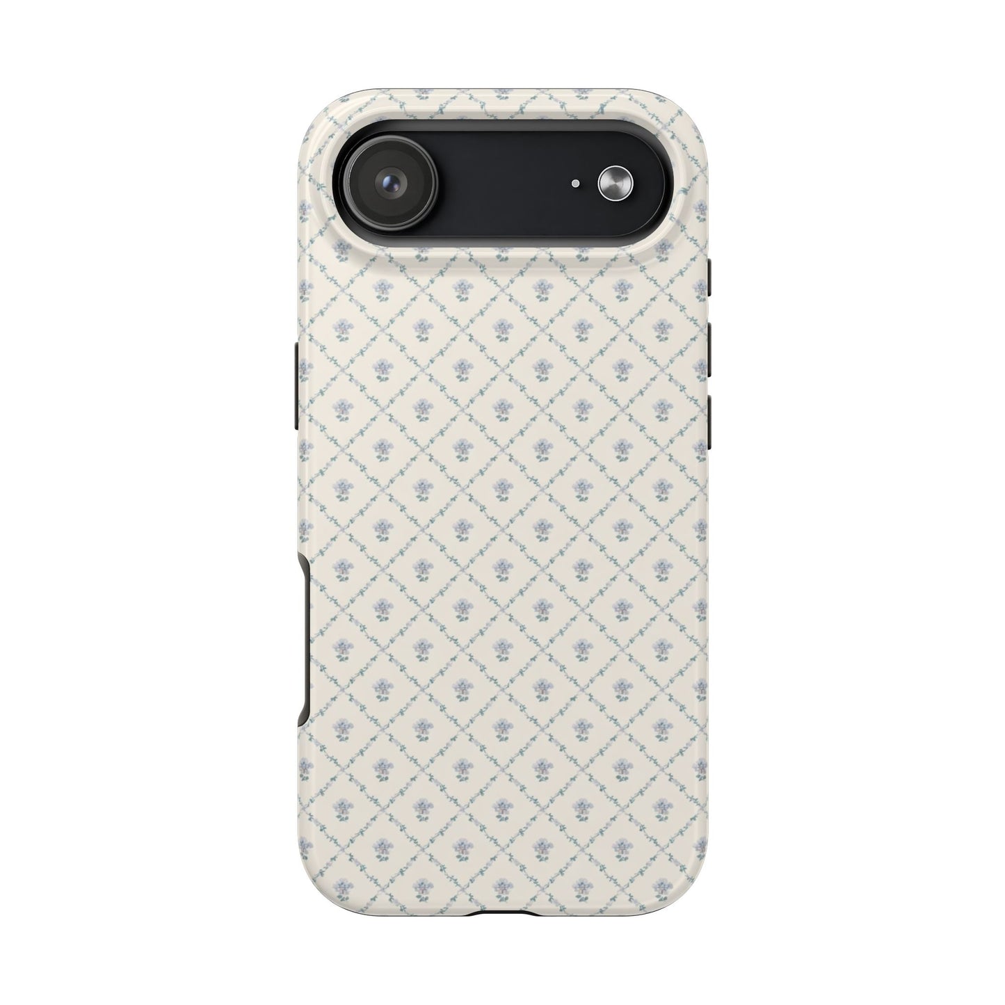 Vintage Blue Floral Wallpaper - Protective Phone Case