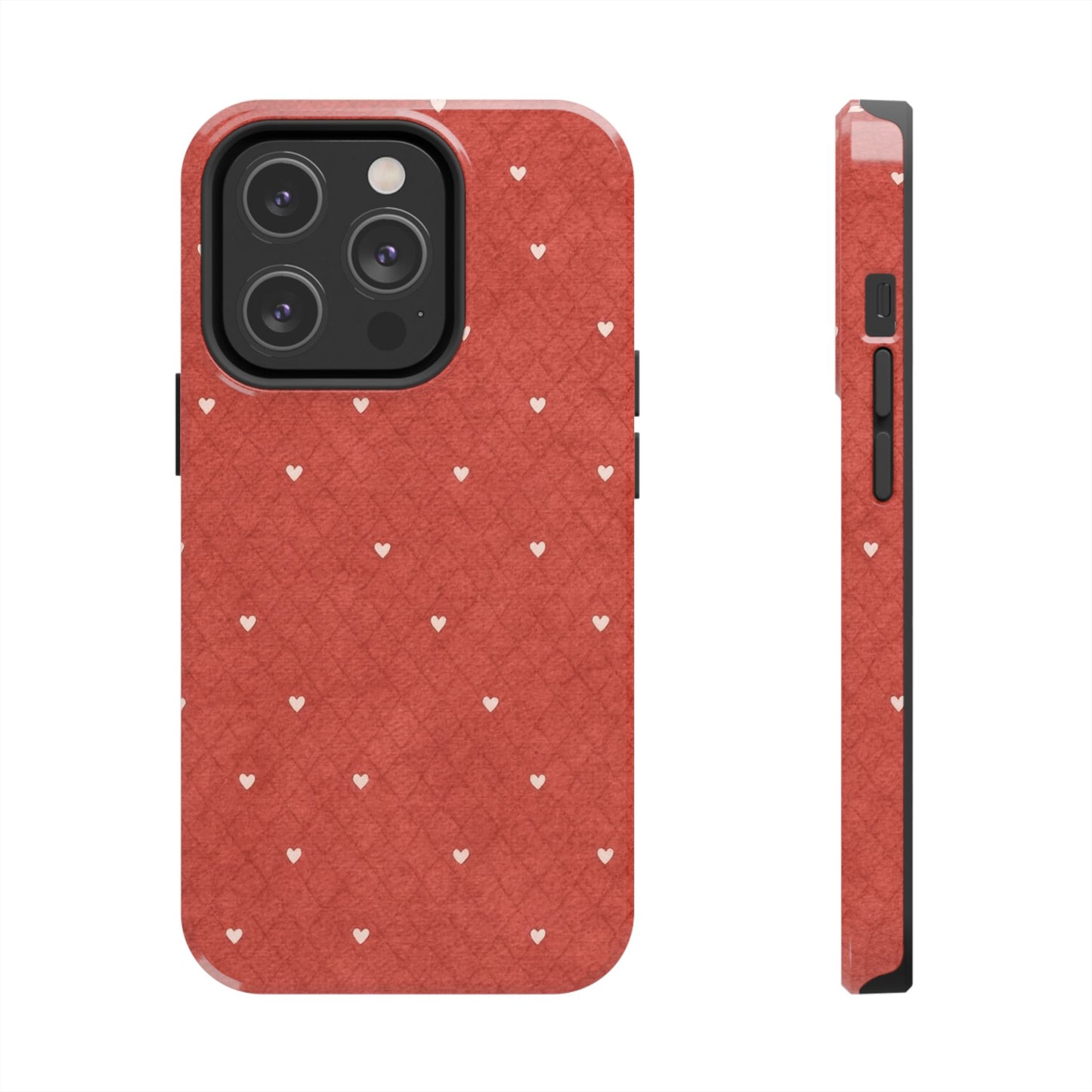 Red Quilted Hearts - Protective Phone Case