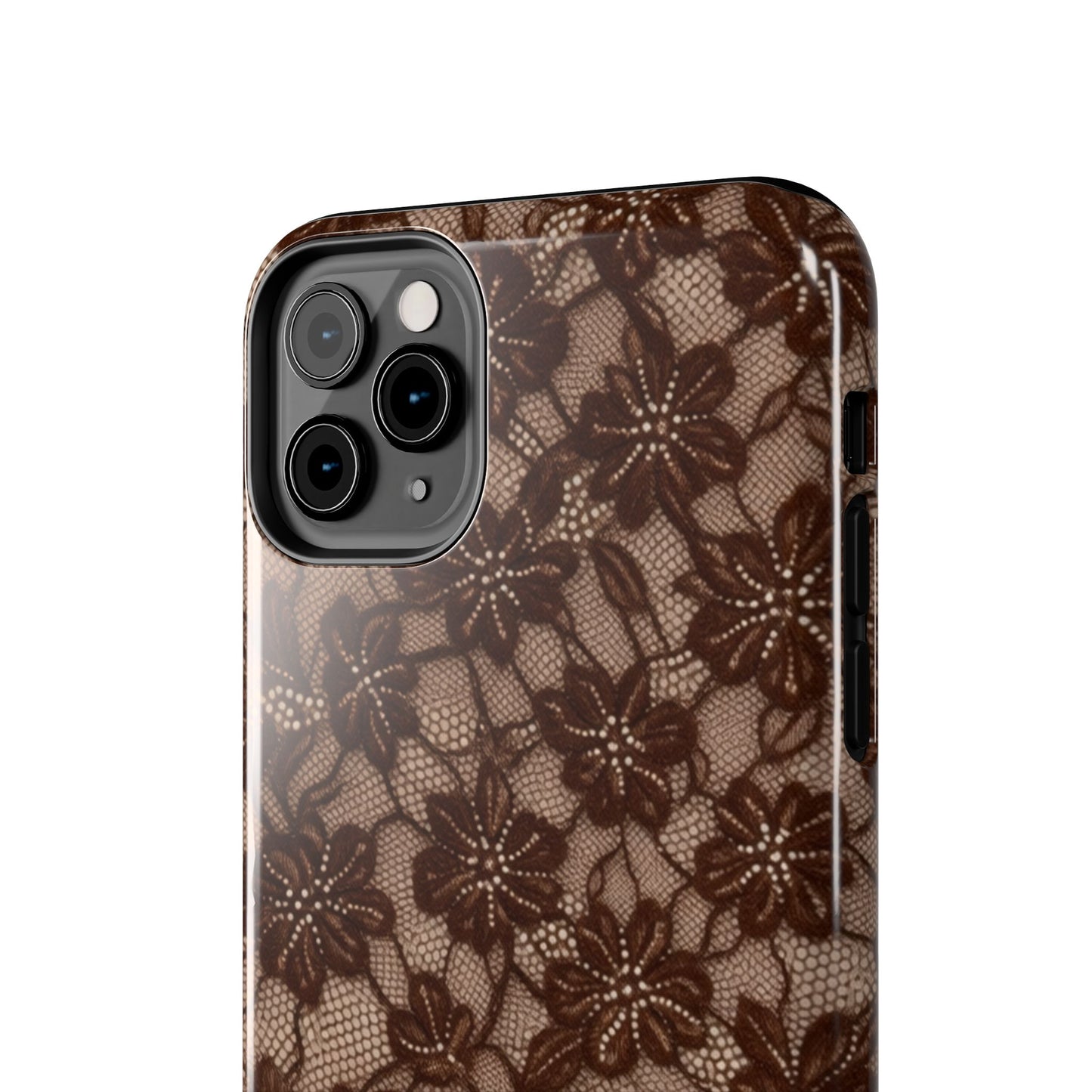 Brown Floral Lace - Protective Phone Case