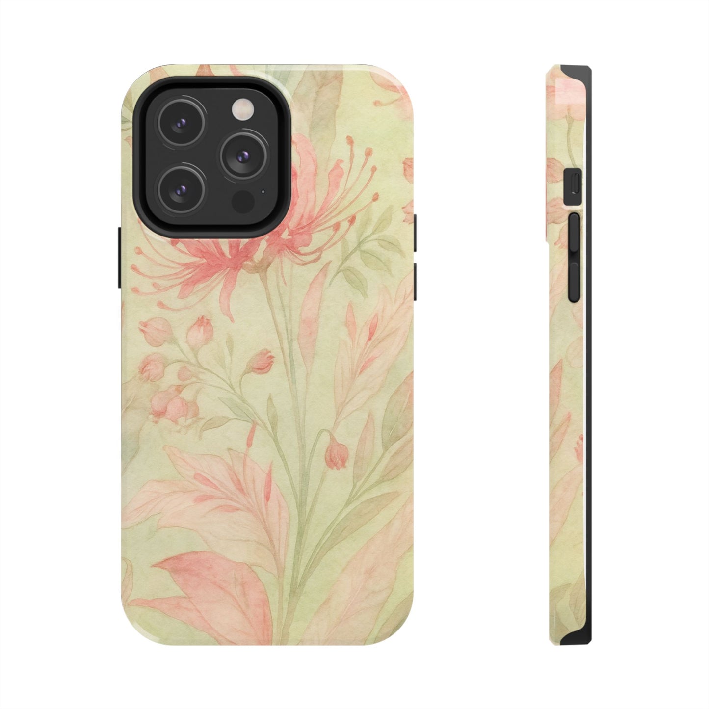 Pink Mint Floral - Protective Phone Case