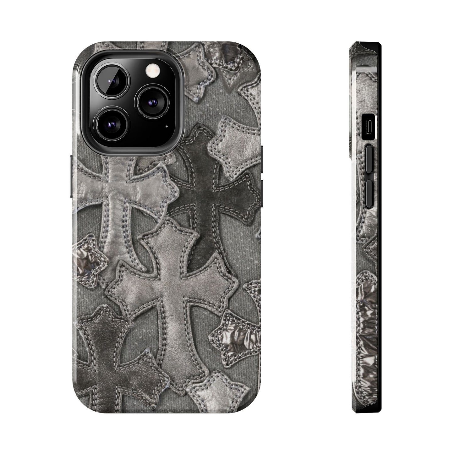 Grey Patchwork Crosses - Protective Phone Case
