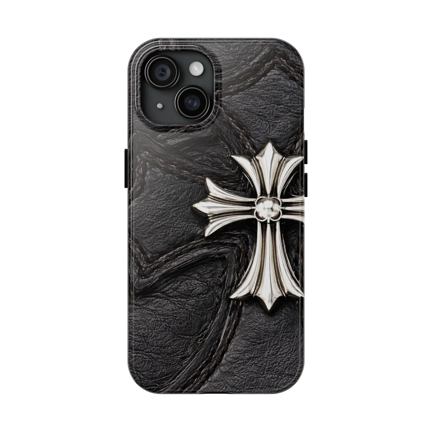 Black Leather Cross - Protective Phone Case