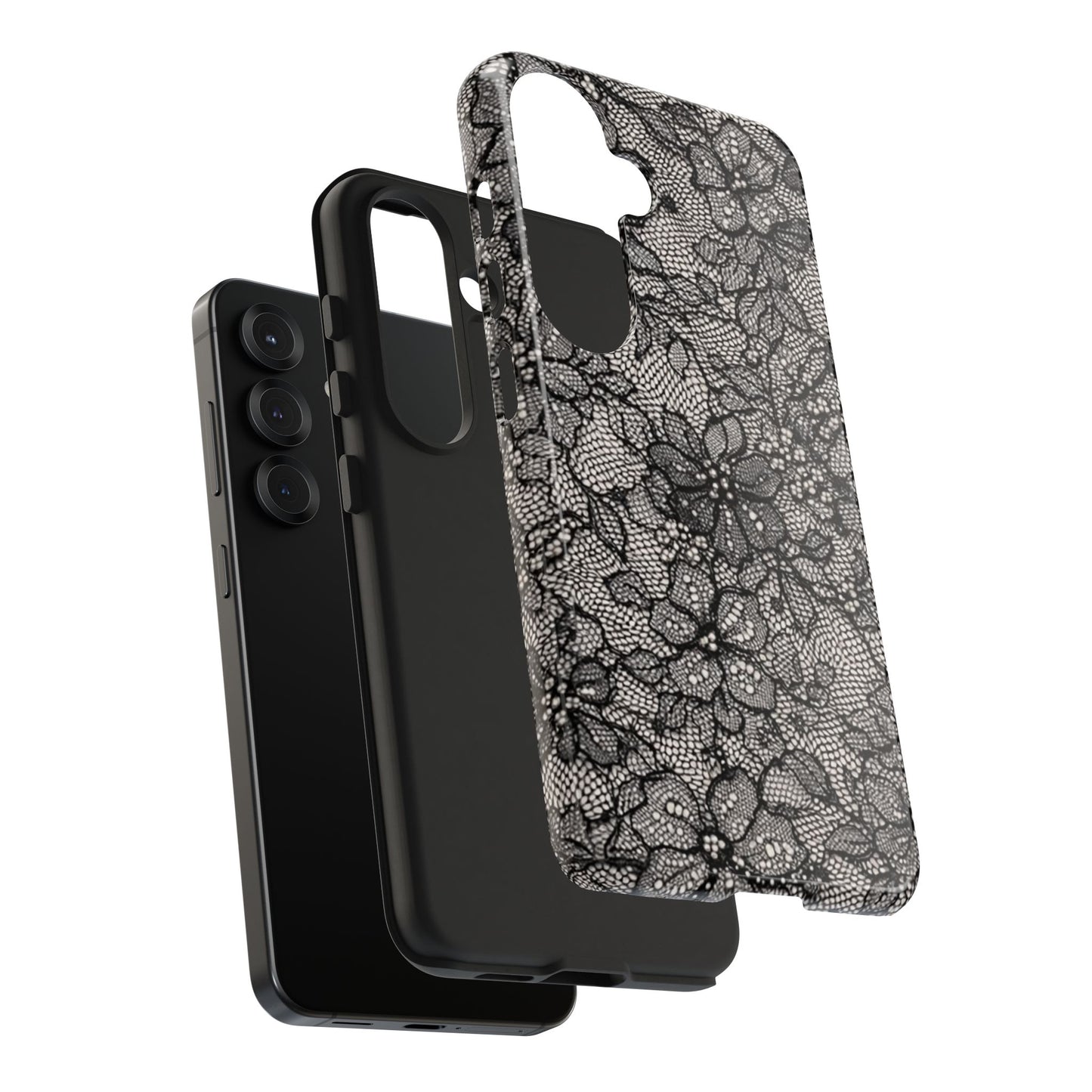 Black Floral Lace - Protective Phone Case