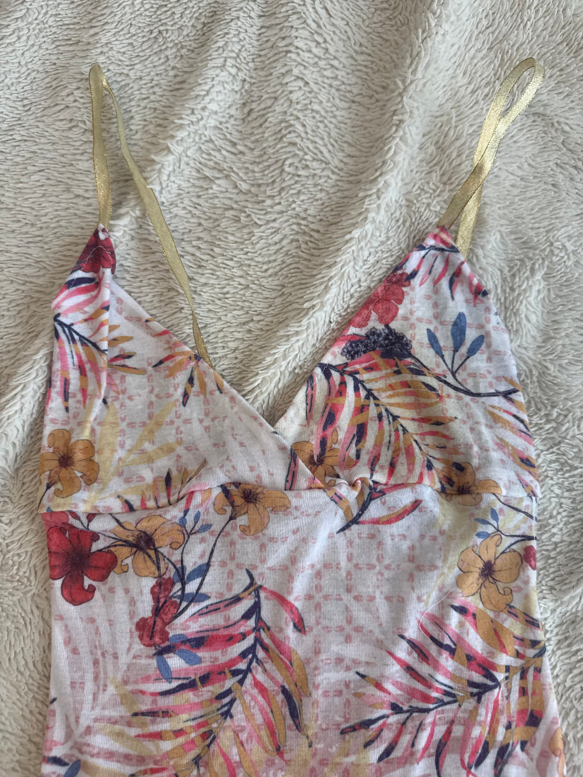 Multicolor Top with Gold Ribbon Straps