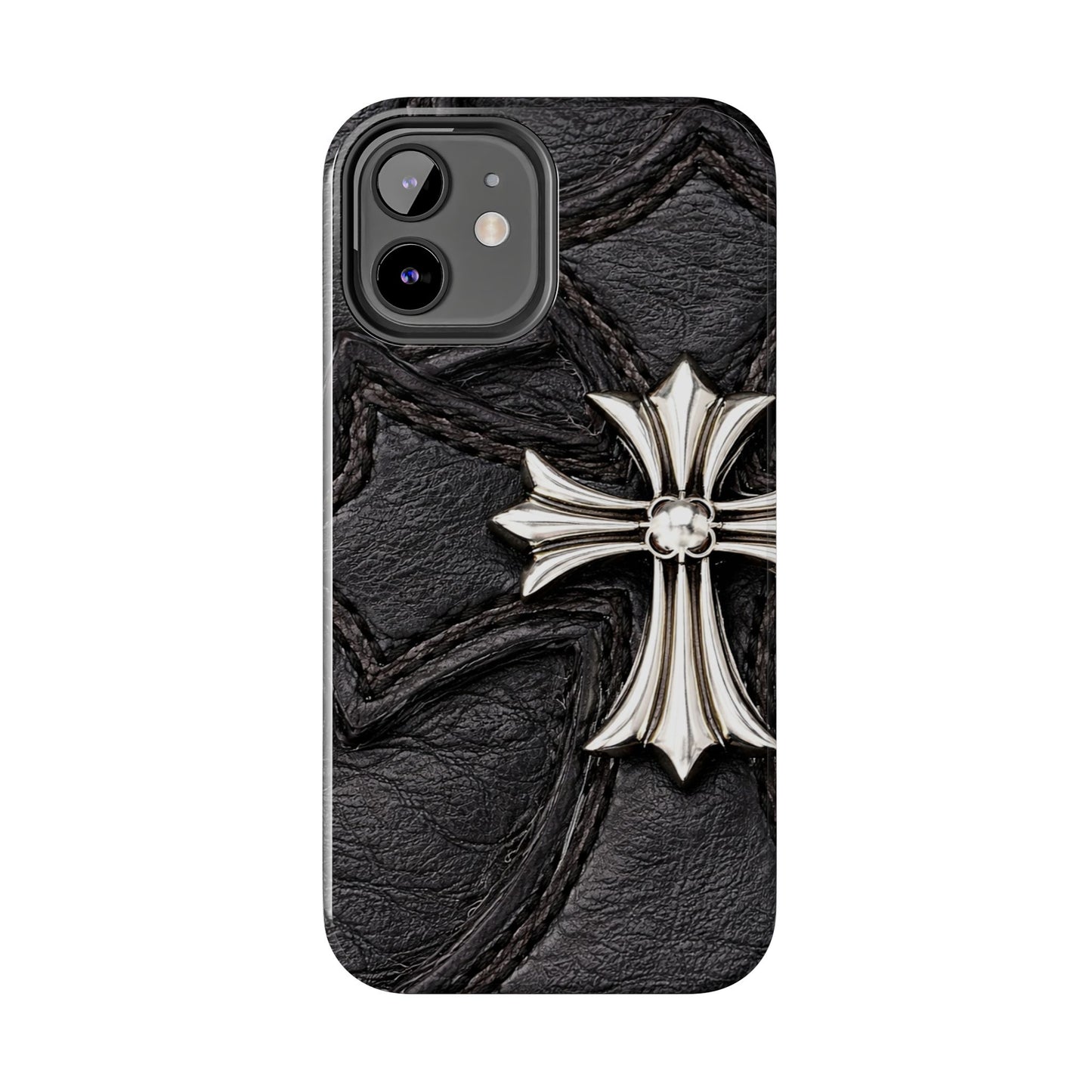 Black Leather Cross - Protective Phone Case