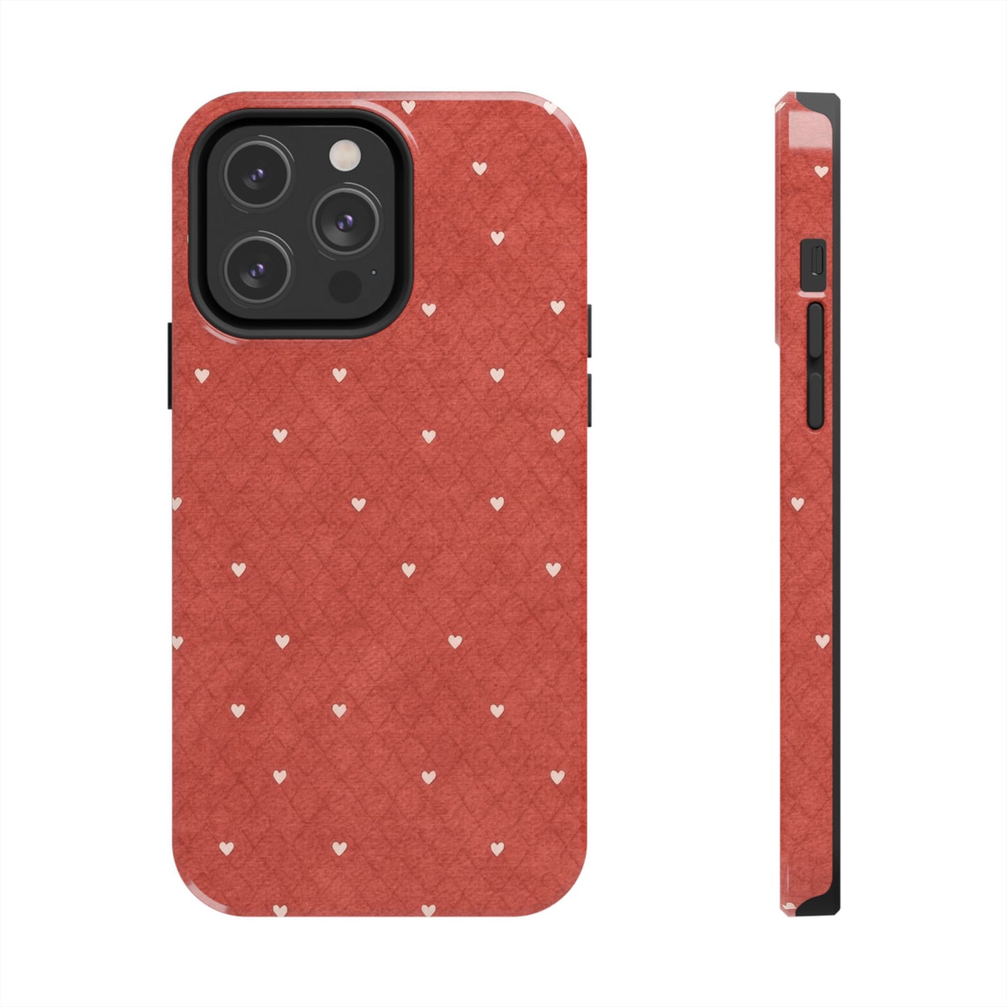 Red Quilted Hearts - Protective Phone Case