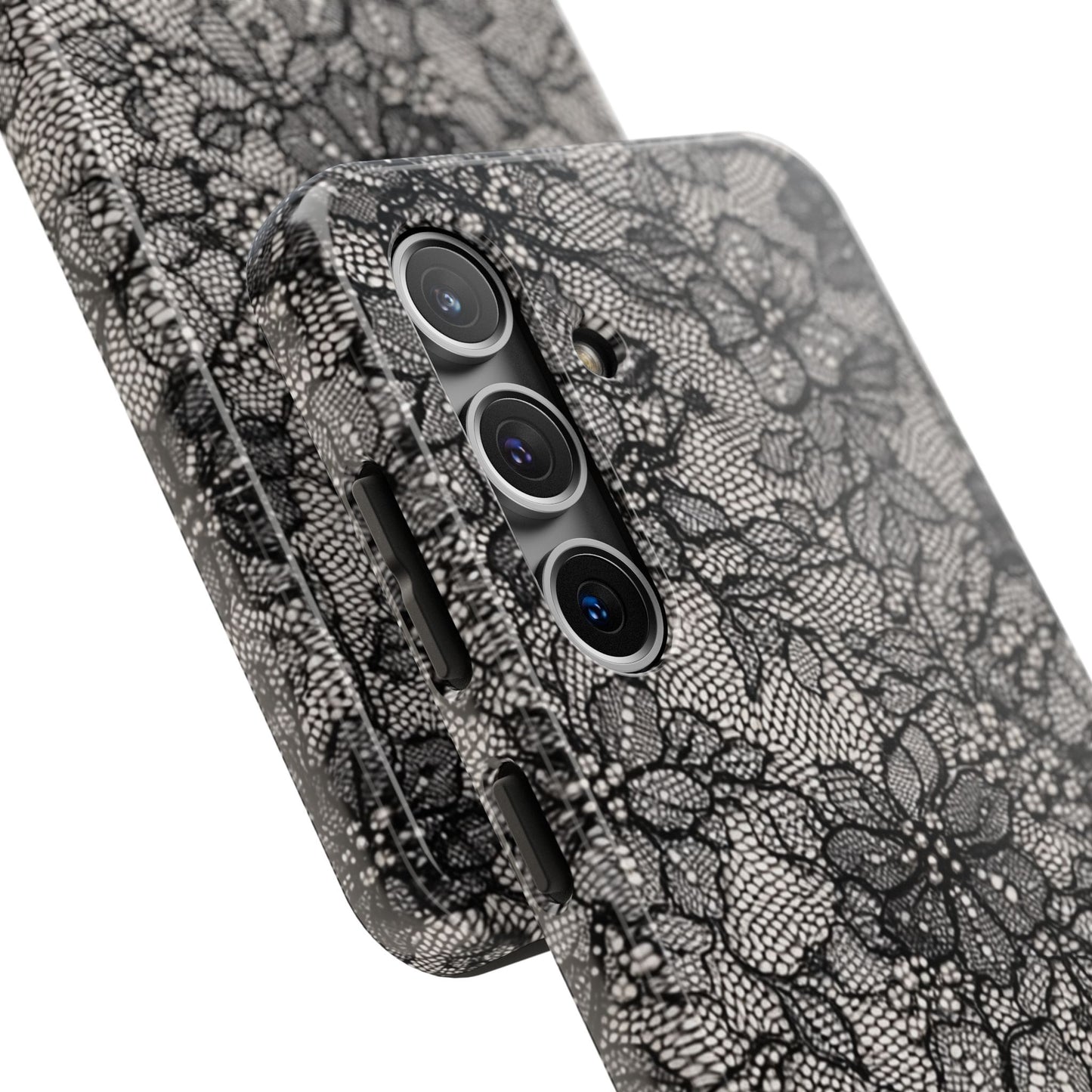 Black Floral Lace - Protective Phone Case