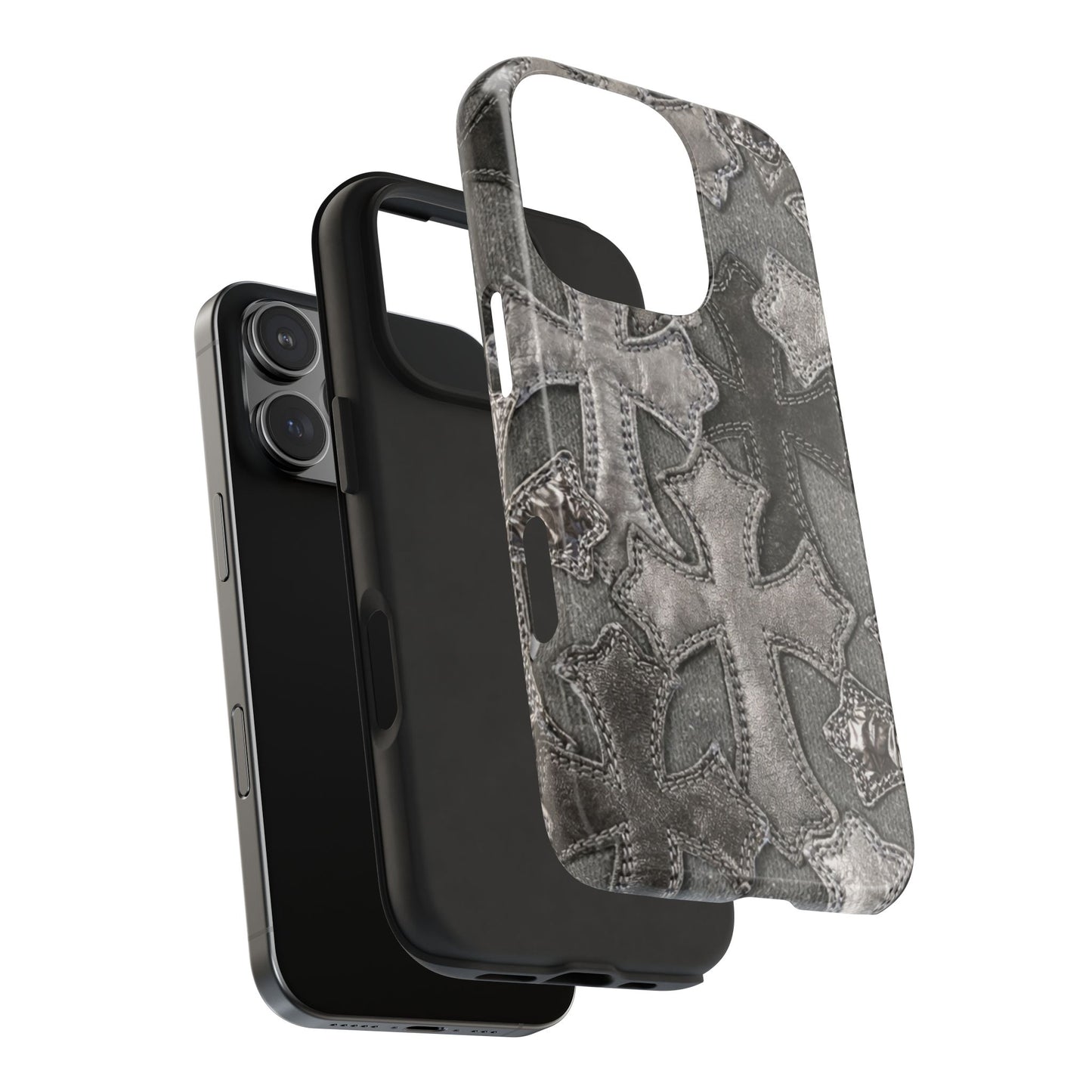 Grey Patchwork Crosses - Protective Phone Case