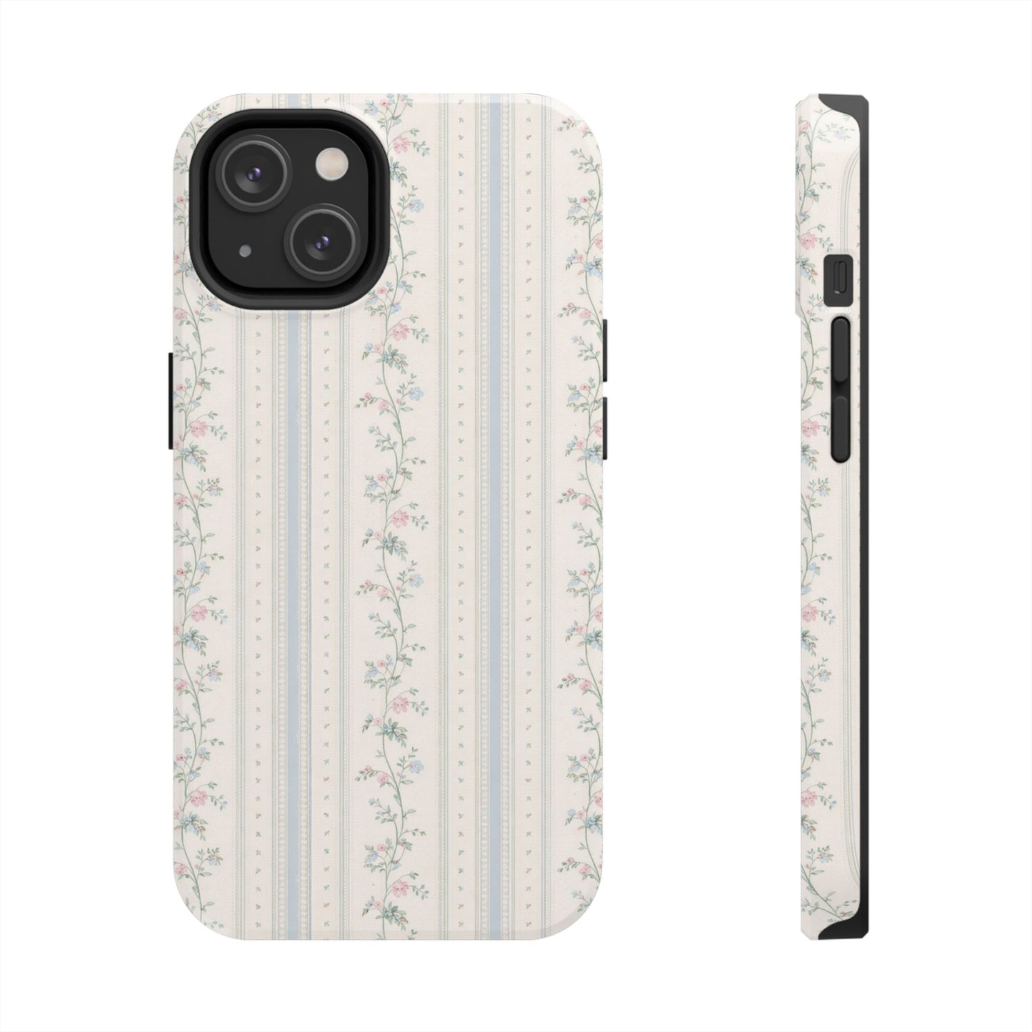 Vintage Floral Stripes - Protective Phone Case