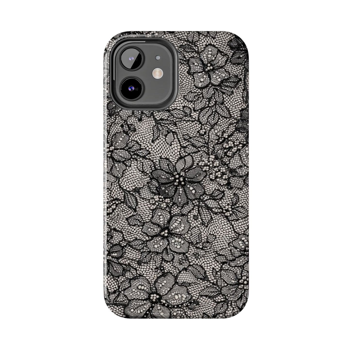 Black Floral Lace - Protective Phone Case