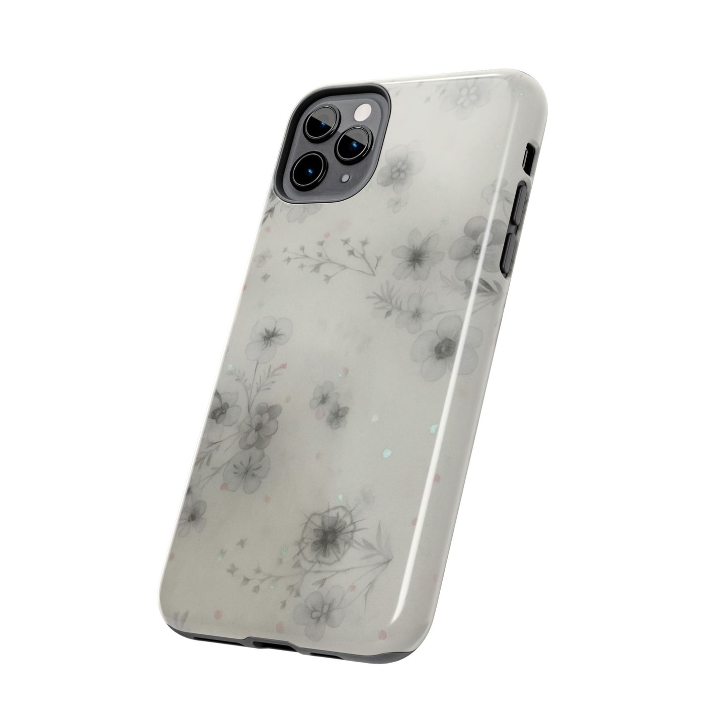 Misty Gray Floral - Protective Phone Case