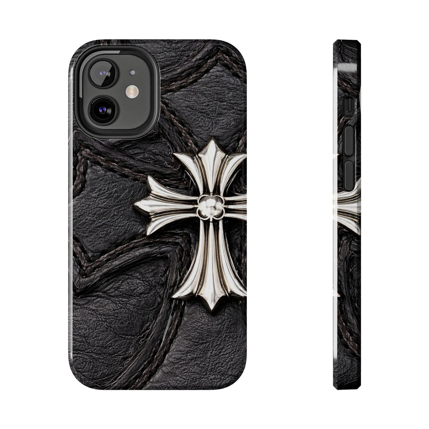 Black Leather Cross - Protective Phone Case