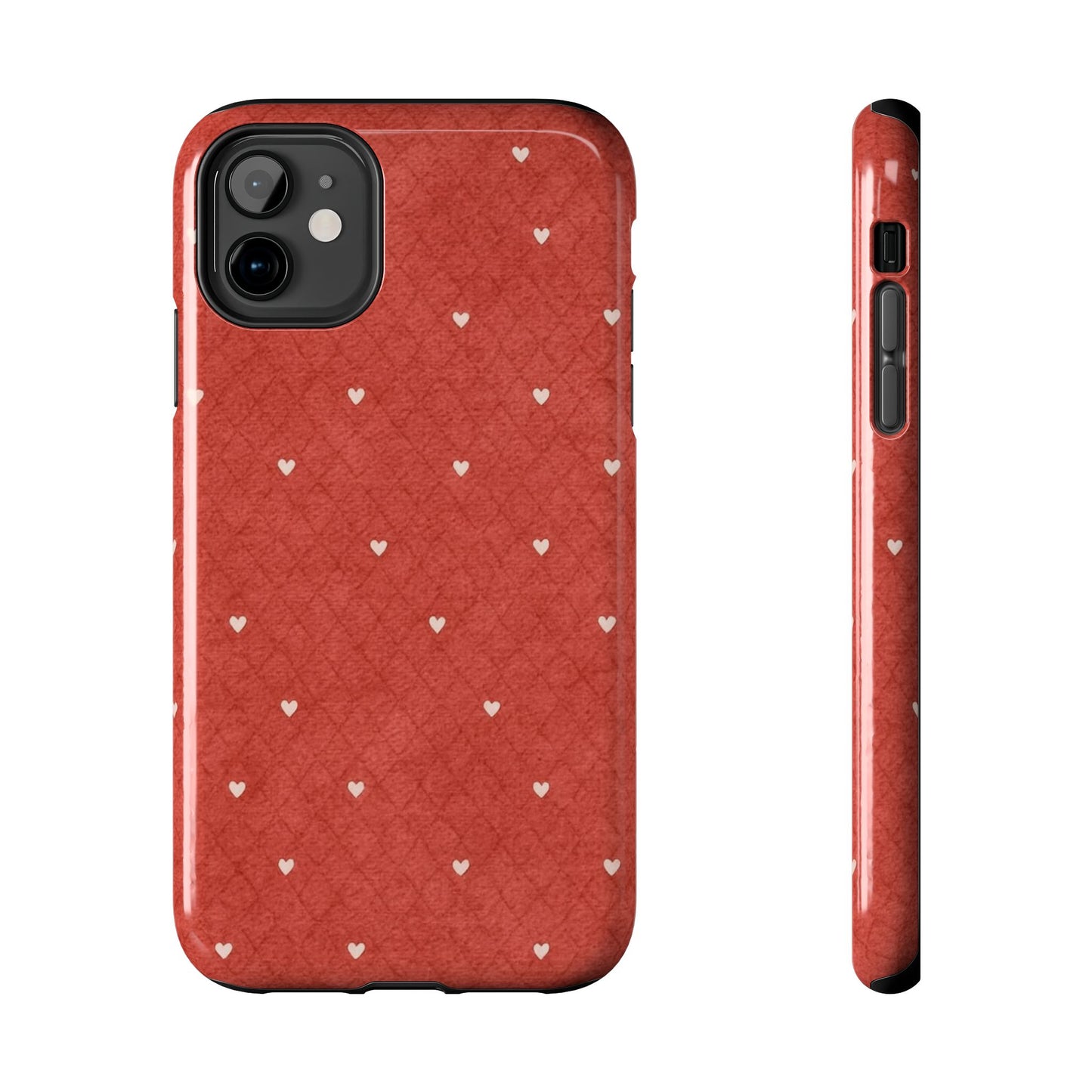 Red Quilted Hearts - Protective Phone Case