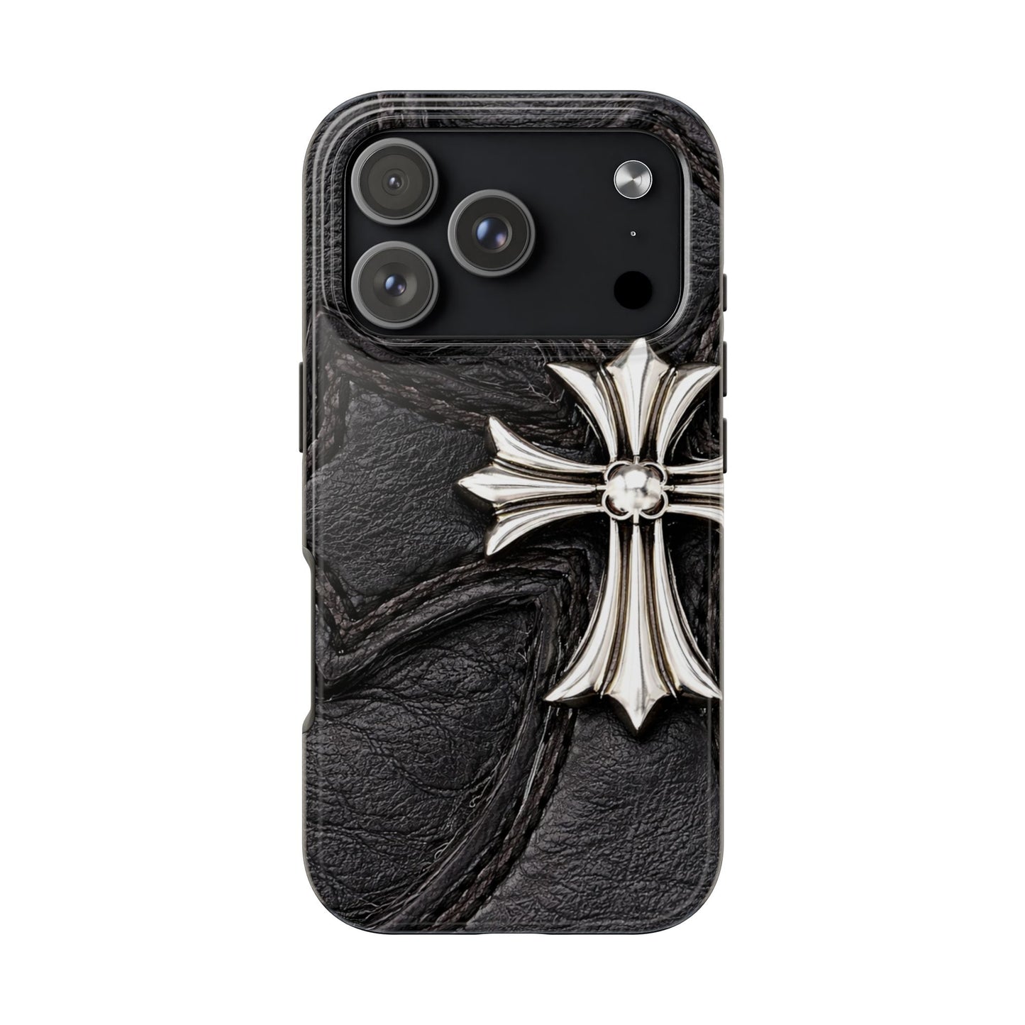 Black Leather Cross - Protective Phone Case