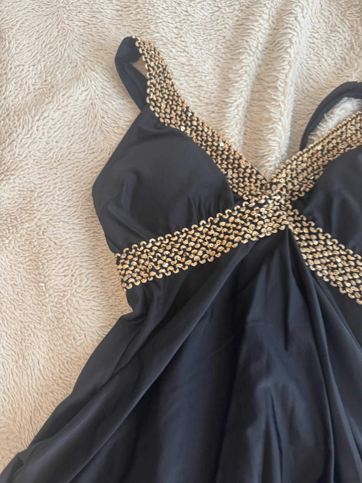 Black Dress with Gold Beading