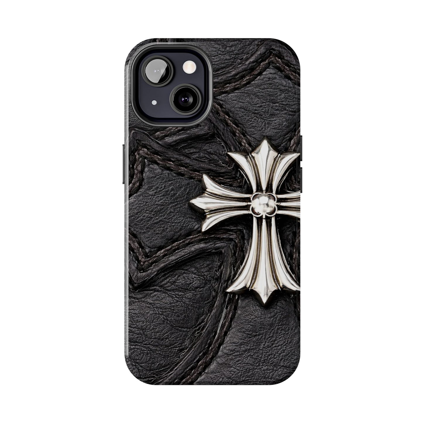 Black Leather Cross - Protective Phone Case