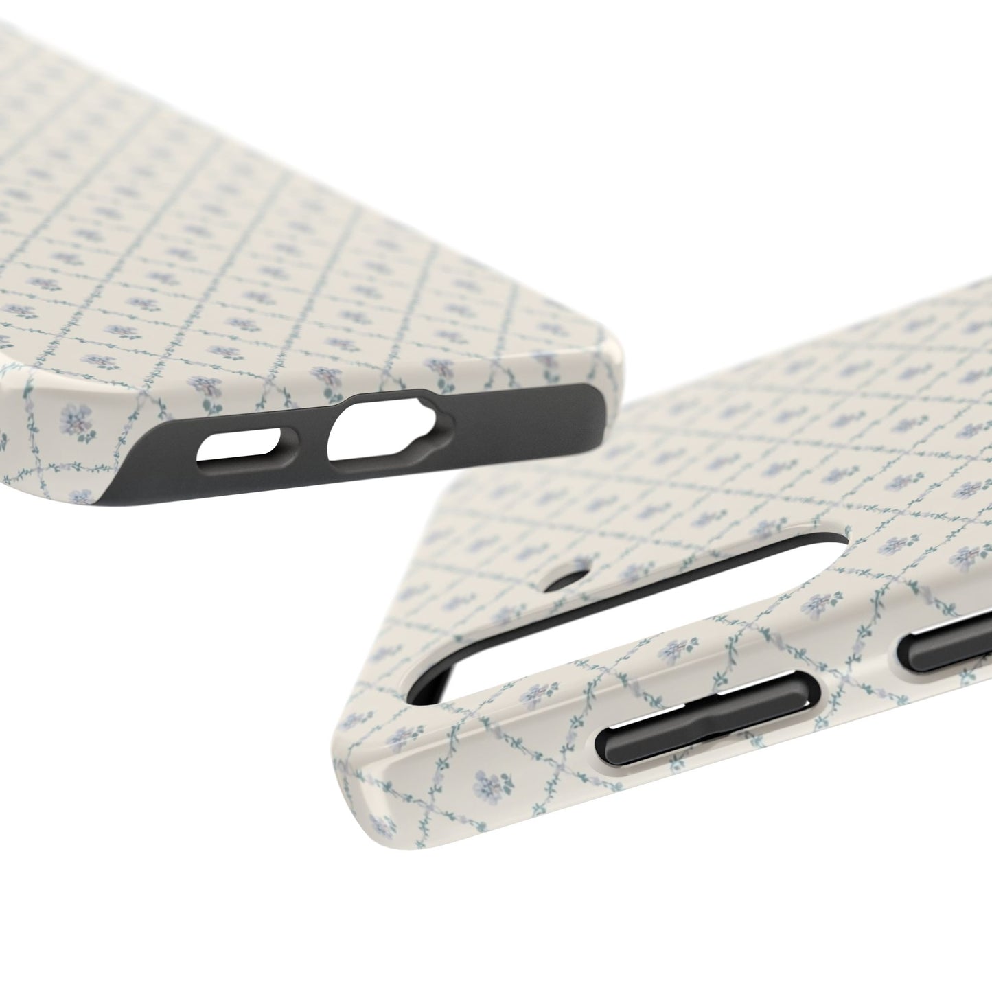Vintage Blue Floral Wallpaper - Protective Phone Case