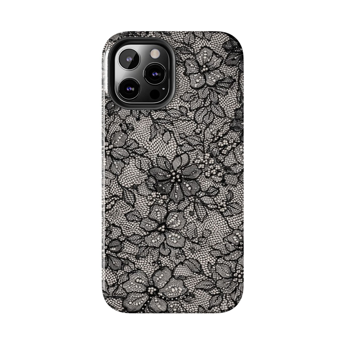 Black Floral Lace - Protective Phone Case