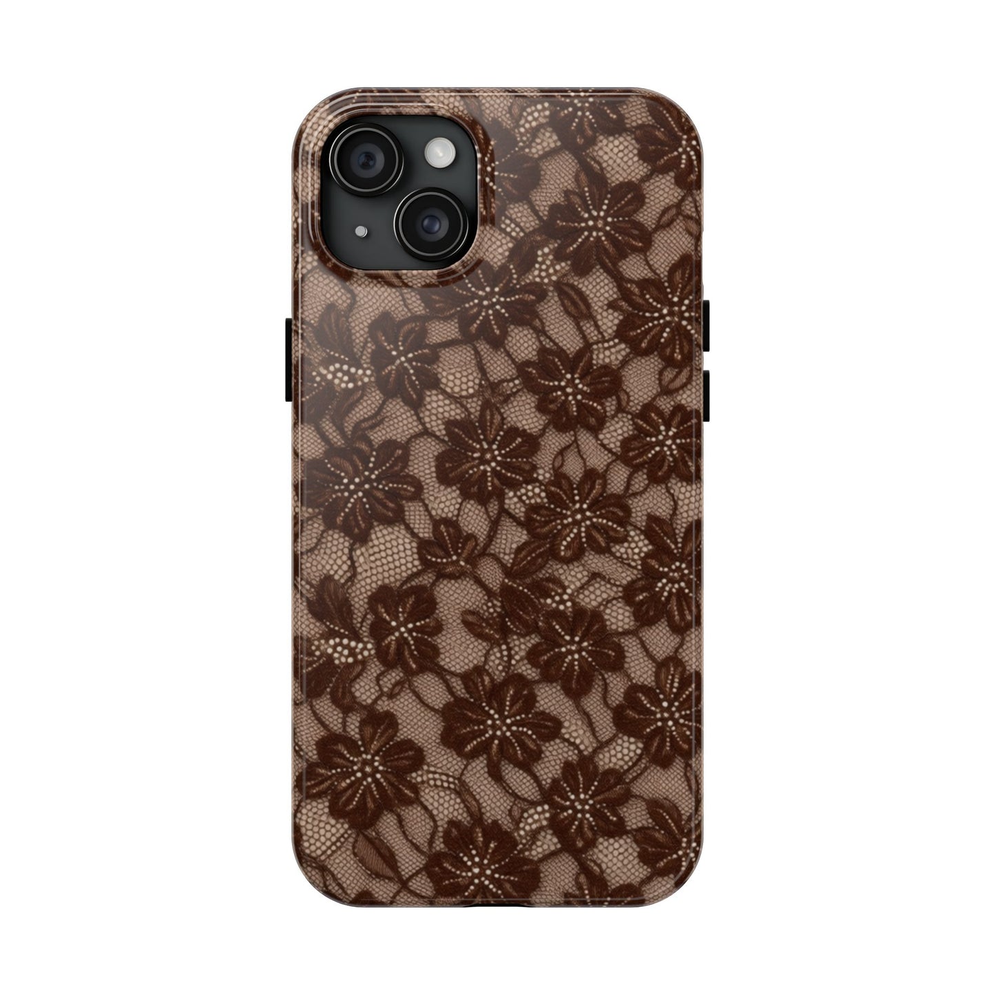 Brown Floral Lace - Protective Phone Case