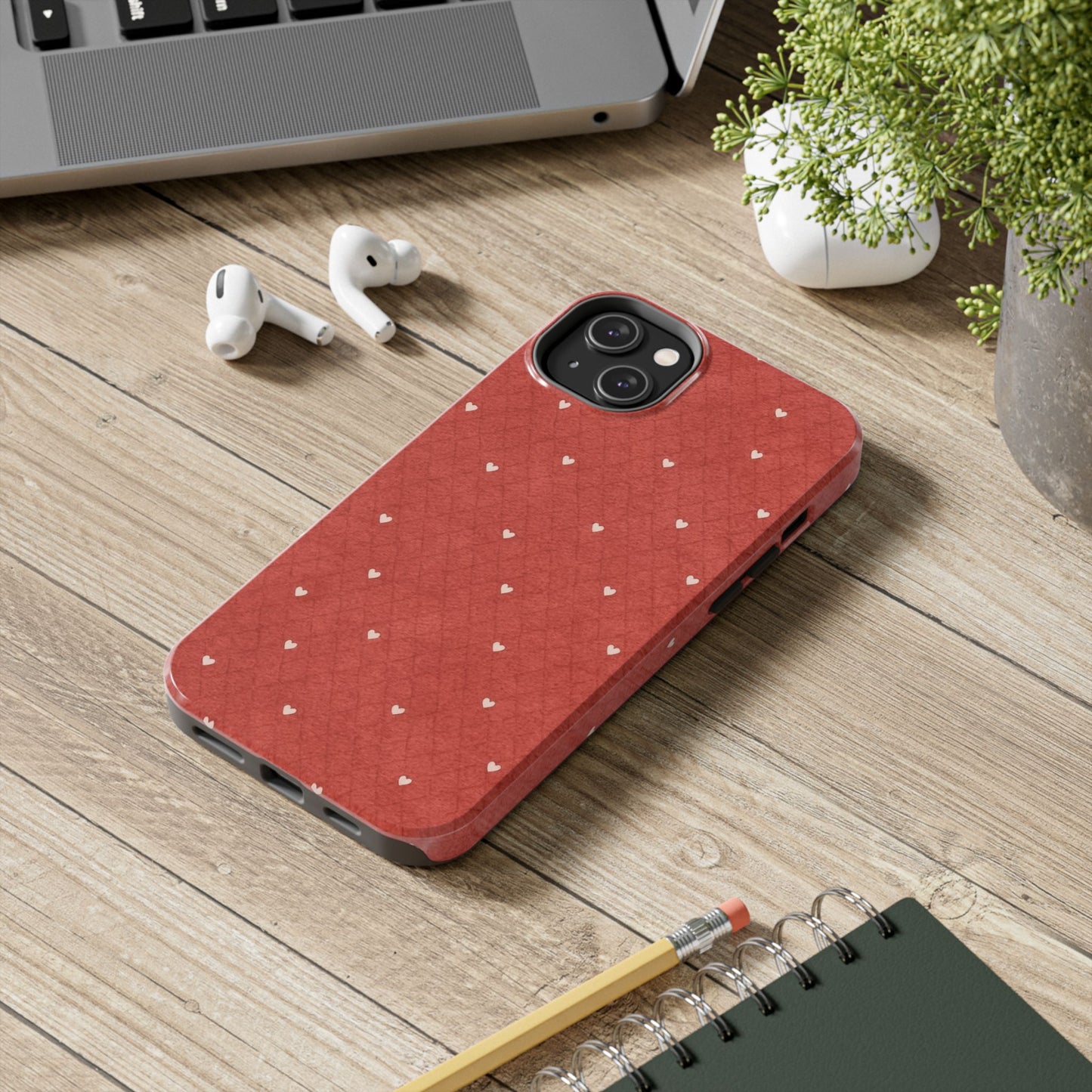 Red Quilted Hearts - Protective Phone Case