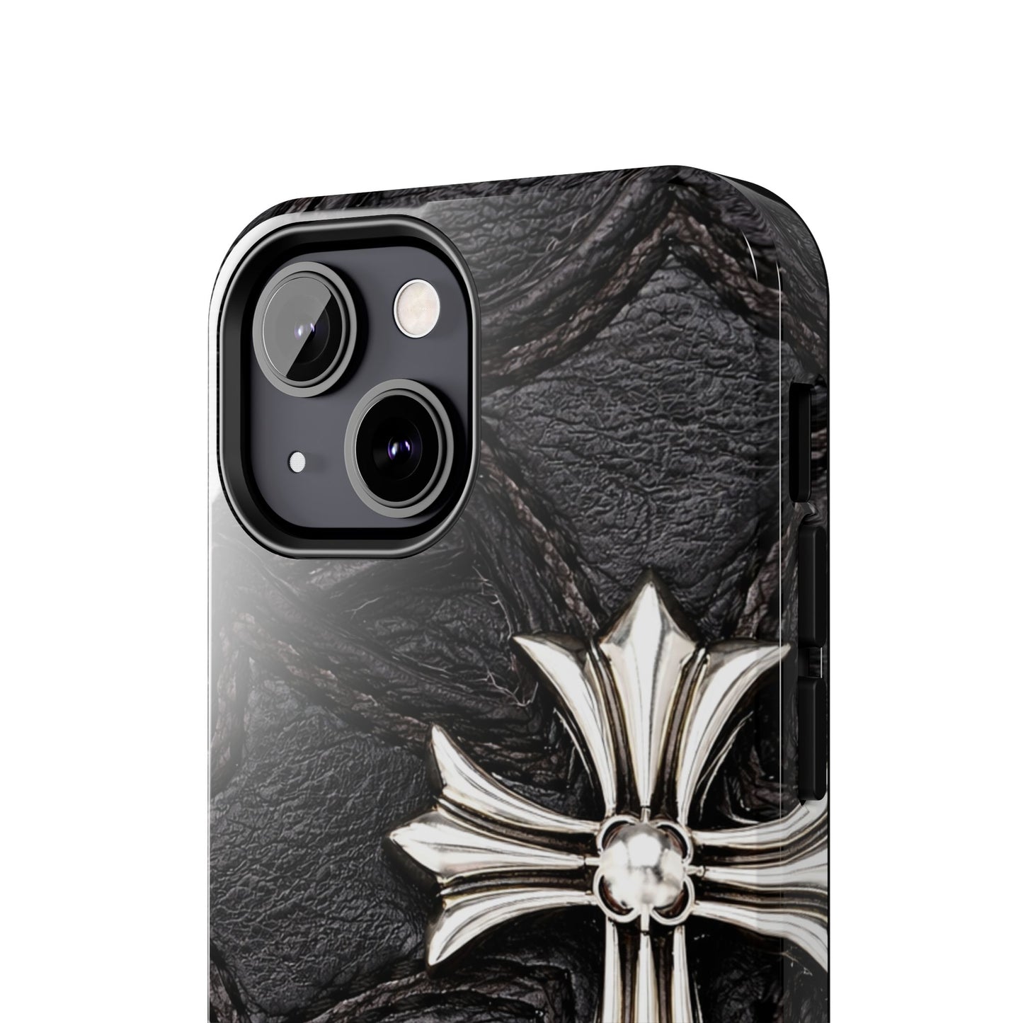 Black Leather Cross - Protective Phone Case