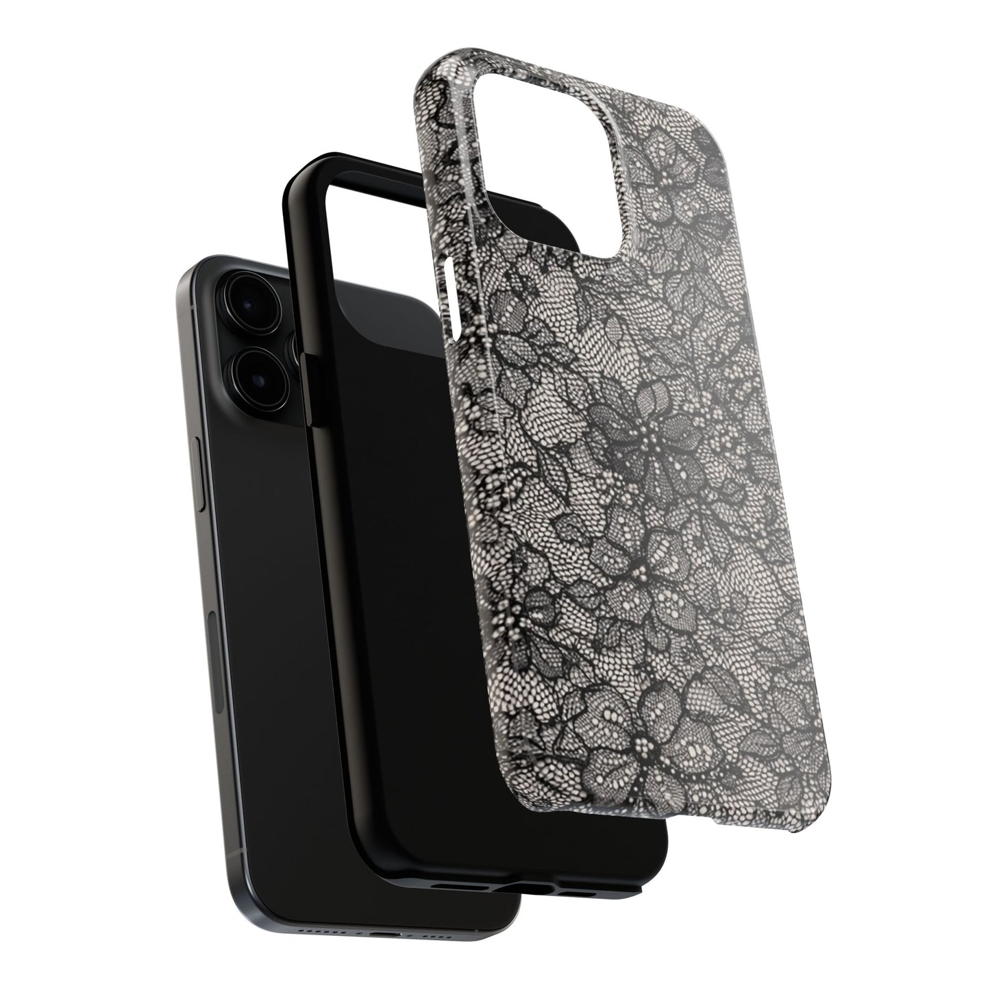 Black Floral Lace - Protective Phone Case