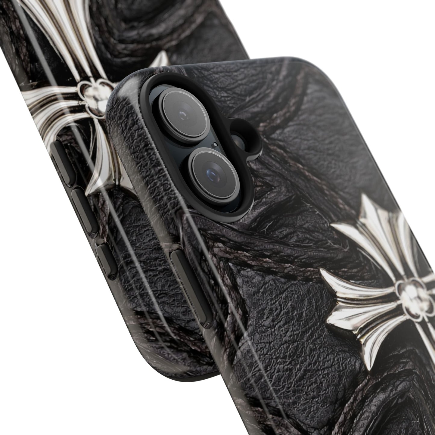 Black Leather Cross - Protective Phone Case