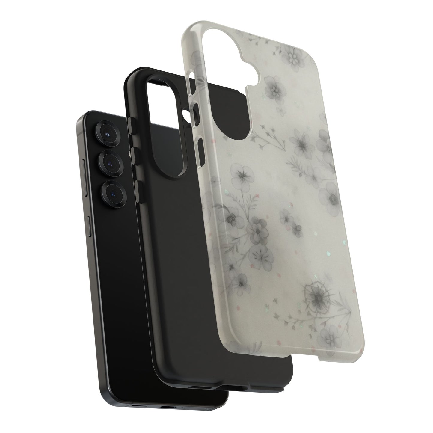Misty Gray Floral - Protective Phone Case