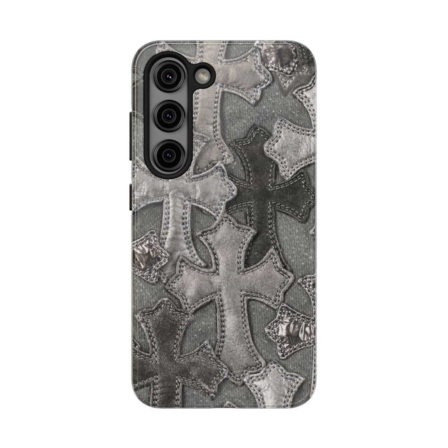 Grey Patchwork Crosses - Protective Phone Case