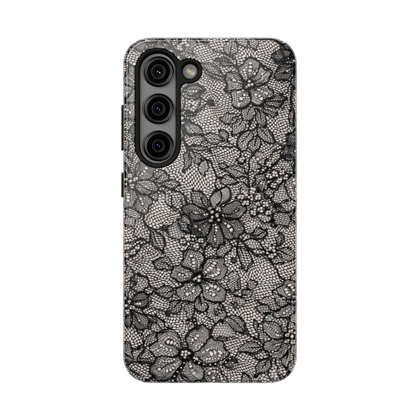 Black Floral Lace - Protective Phone Case