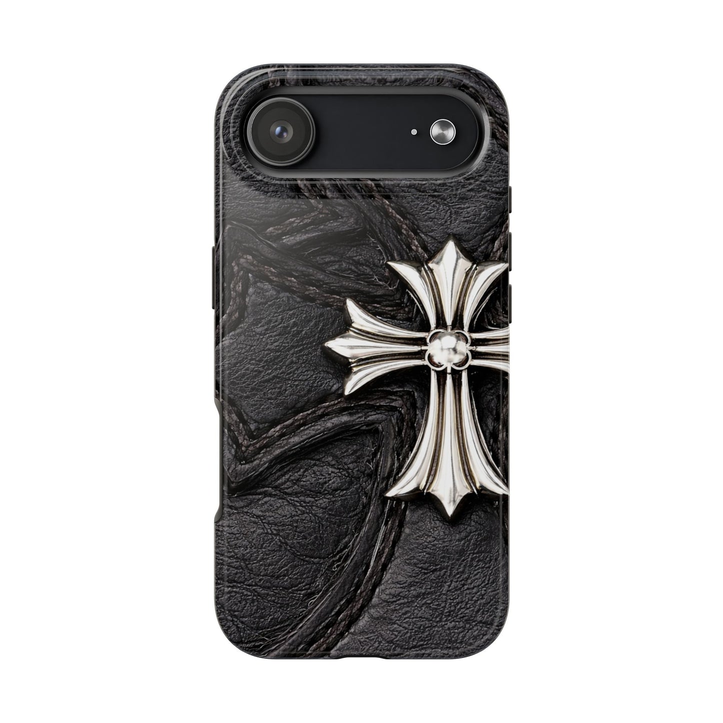 Black Leather Cross - Protective Phone Case